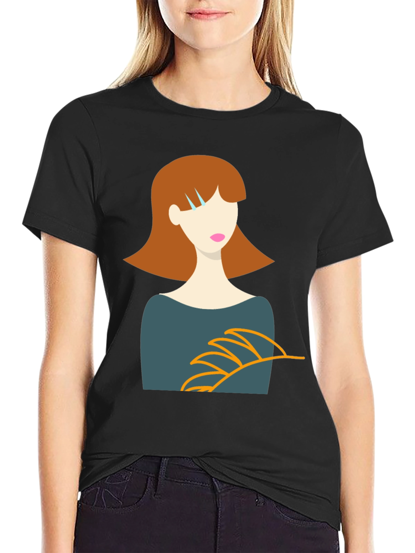 Stylish Graphic Tee - Woman Portrait Design