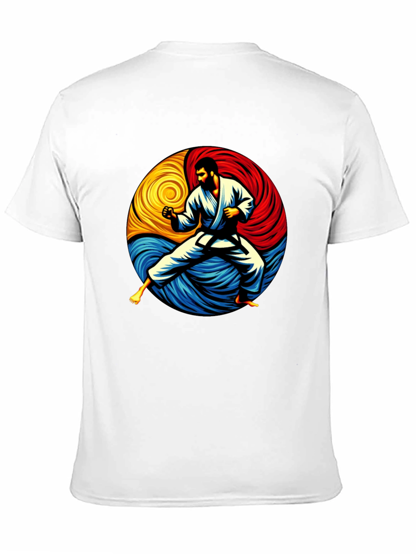 Karate Yin Yang Graphic Tee - Black Cotton Shirt