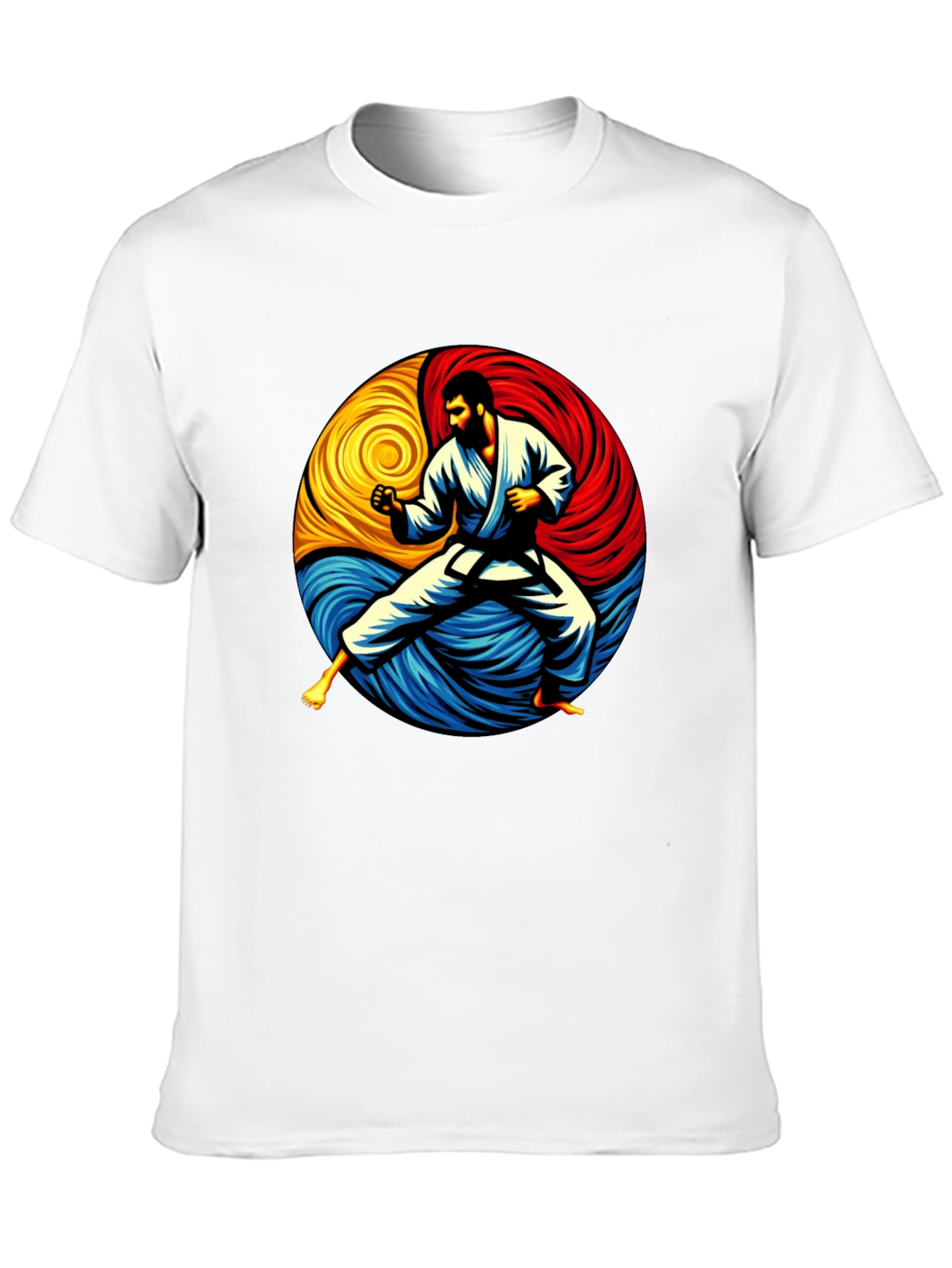 Karate Yin Yang Graphic Tee - Black Cotton Shirt