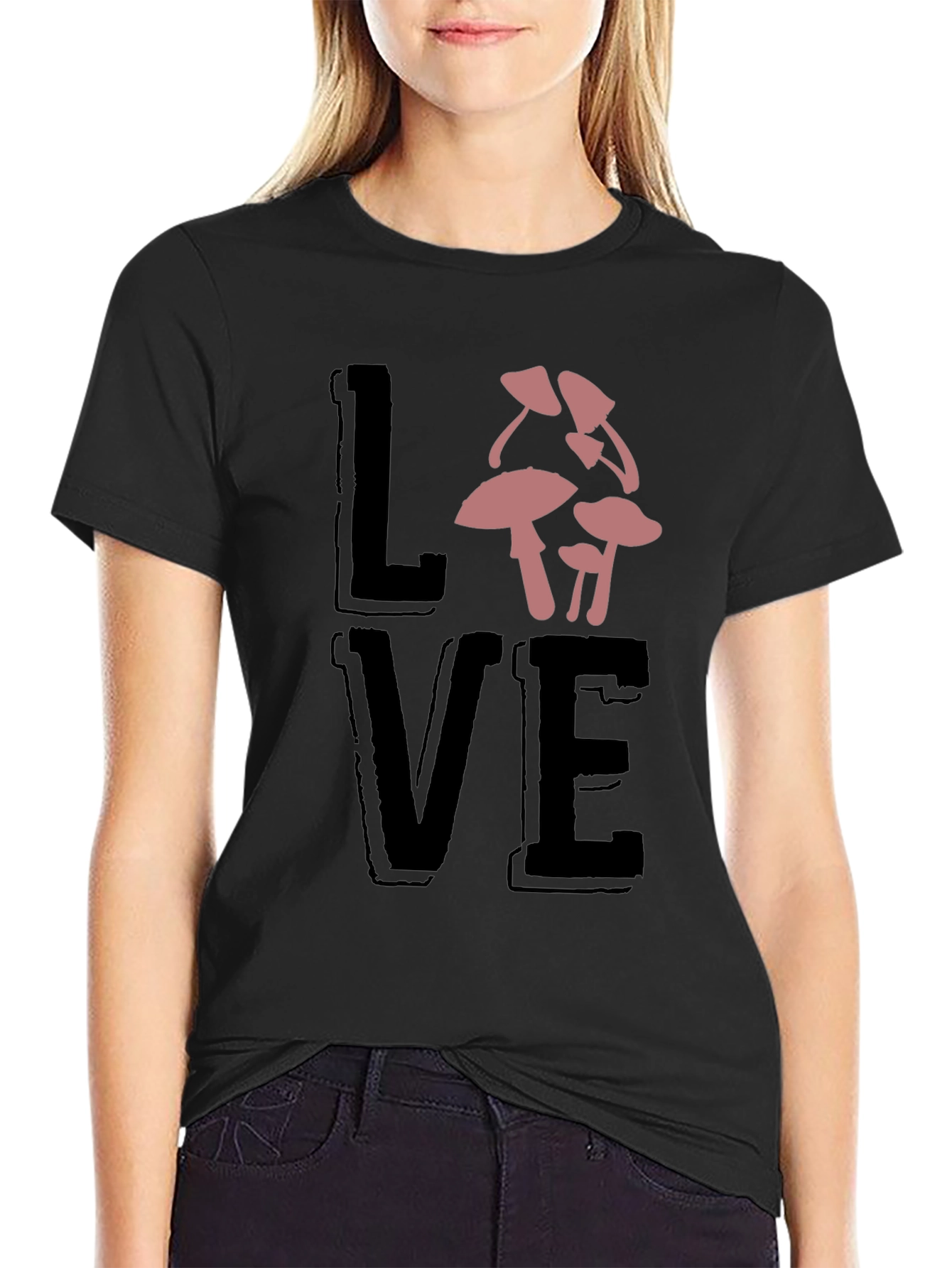 Mushroom Love Black T-Shirt