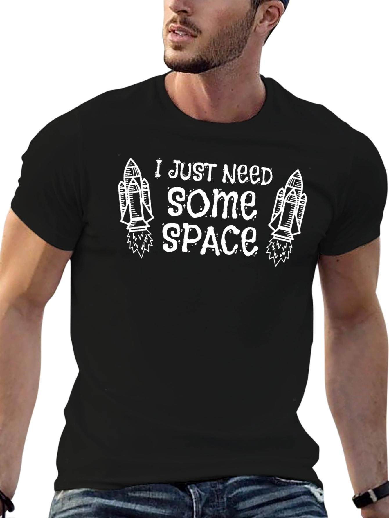 I Just Need Some Space Black Cotton T-Shirt