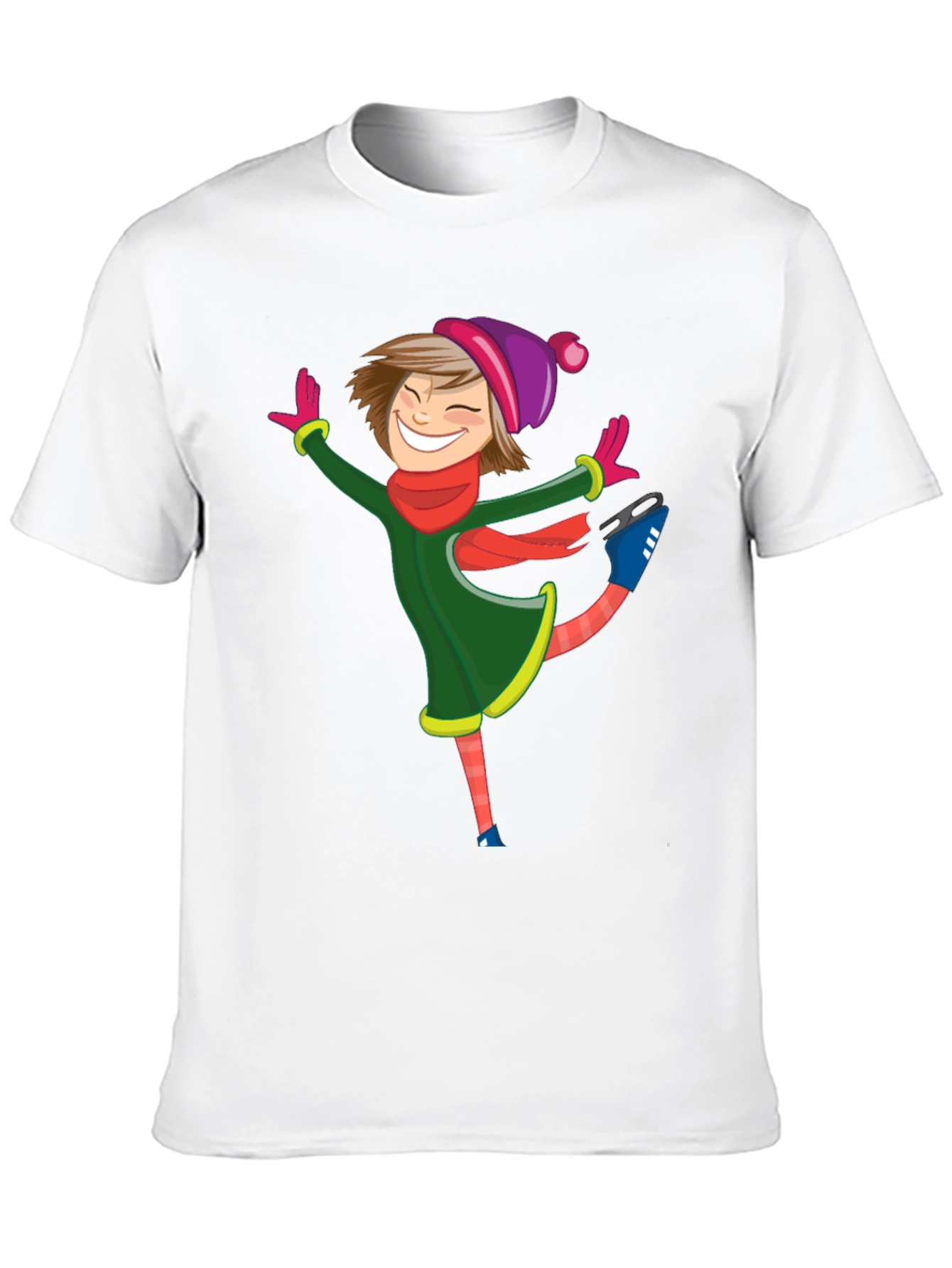 Skating Girl Graphic Tee - Black Cotton Blend Shirt