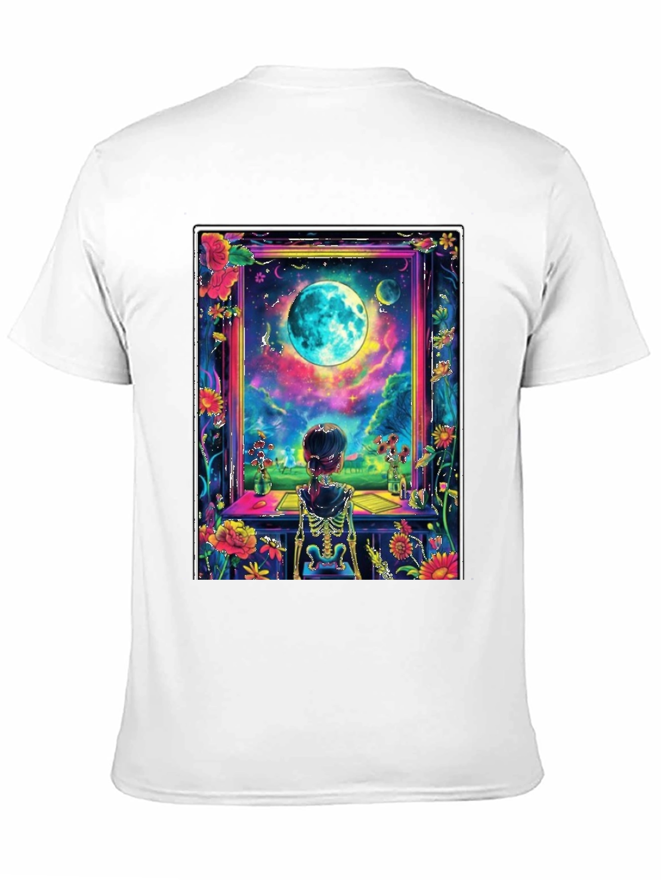 Floral Moon Window Skeleton Graphic Tee