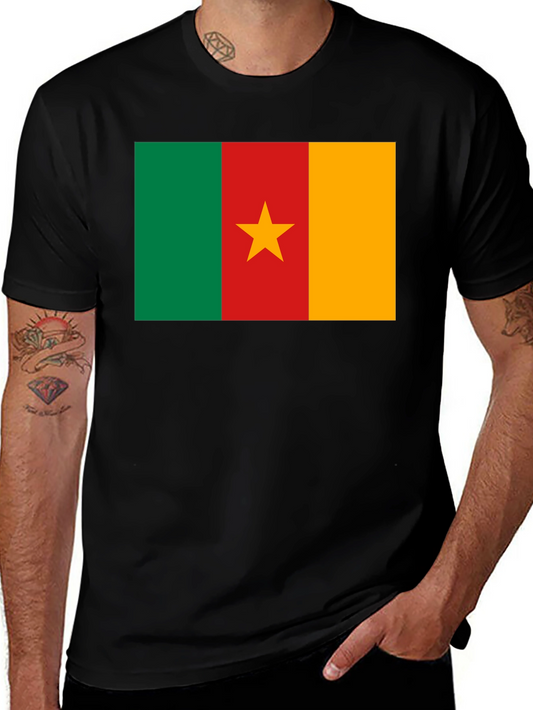 Cameroon Flag T-Shirt - Black Cotton Tee