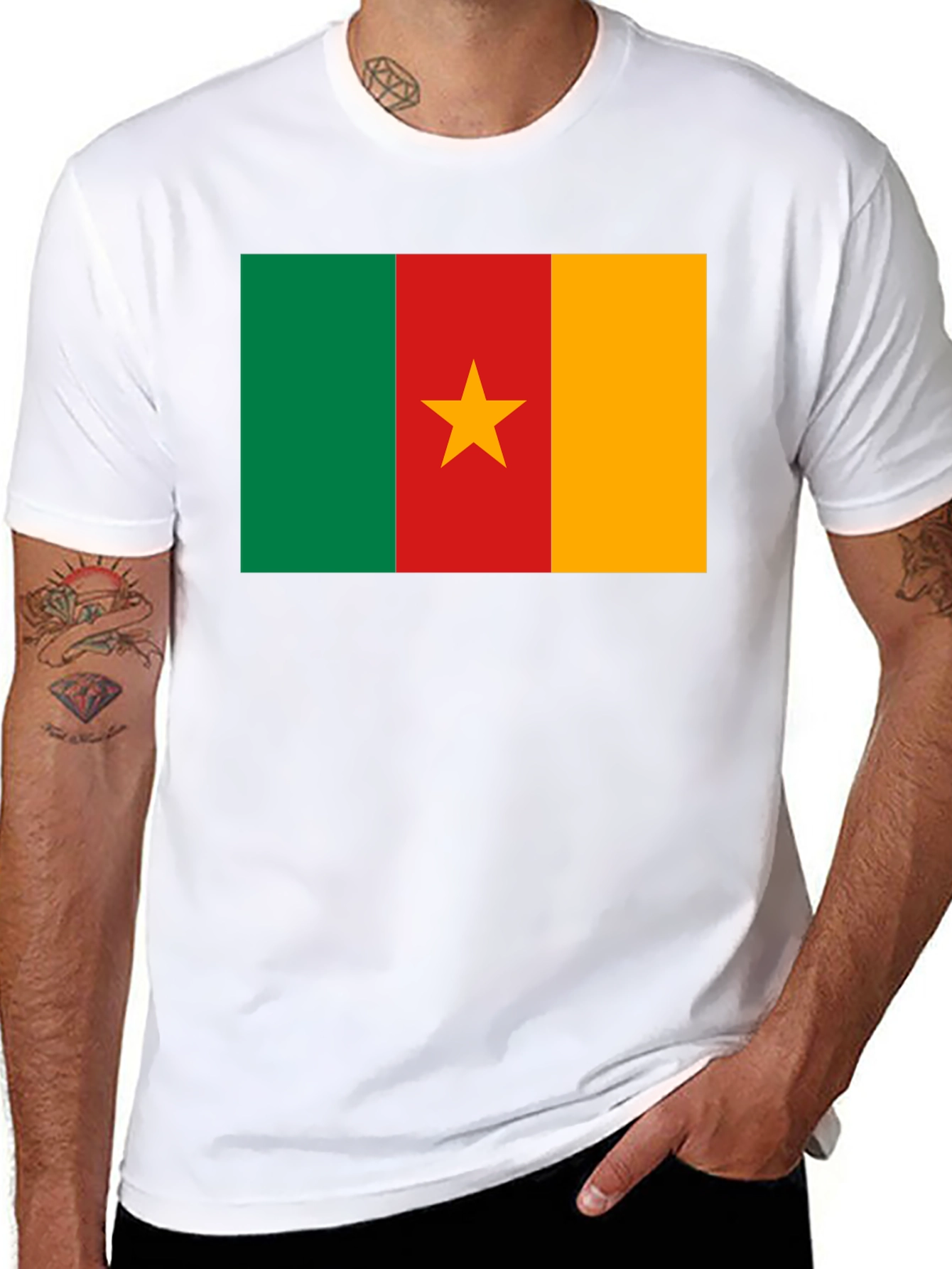 Cameroon Flag T-Shirt - Black Cotton Tee