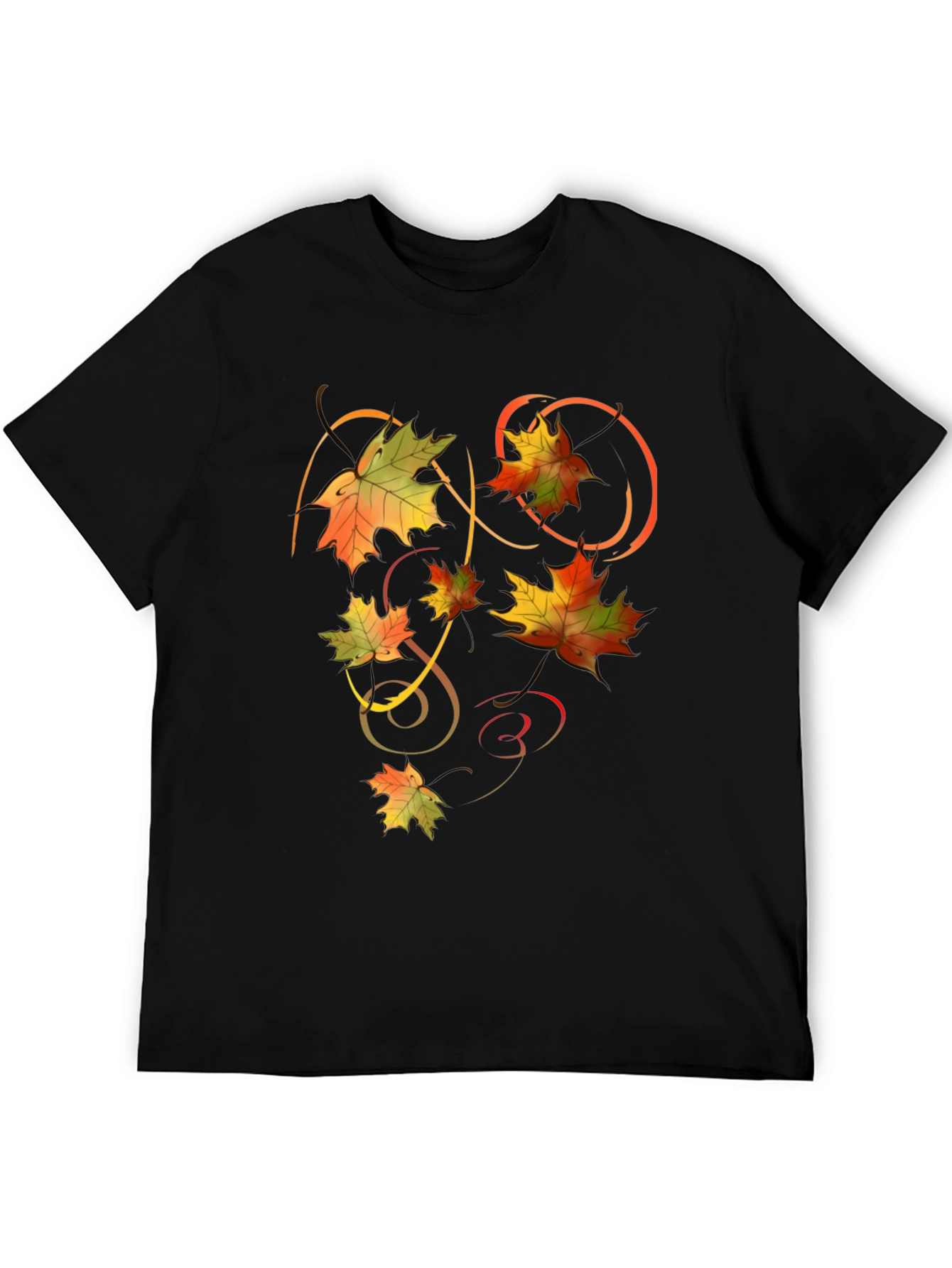 Autumn Leaves Graphic Black T-Shirt