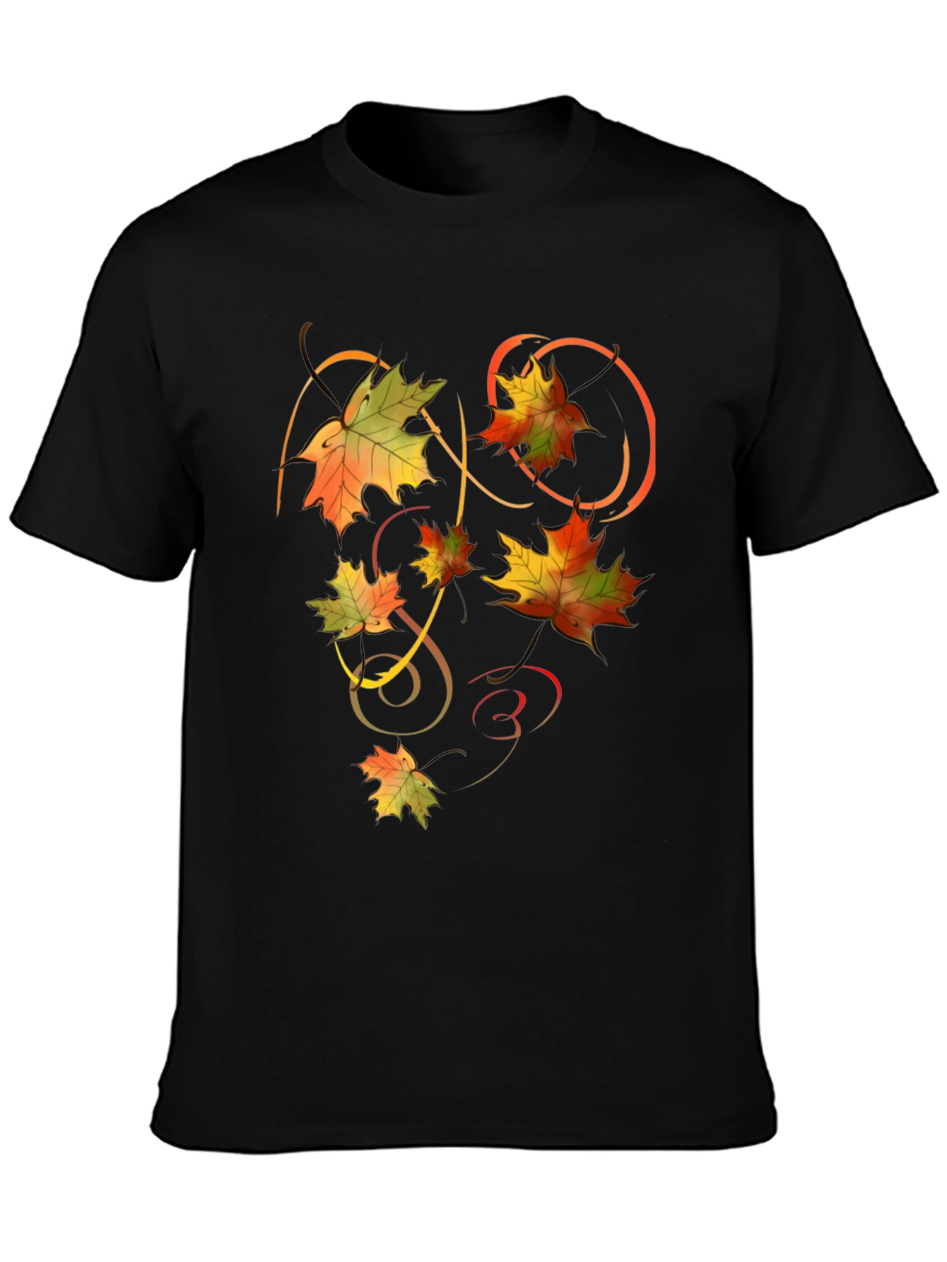 Autumn Leaves Graphic Black T-Shirt