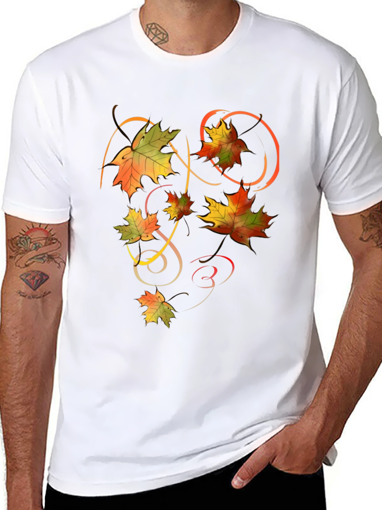 Autumn Leaves Graphic Black T-Shirt