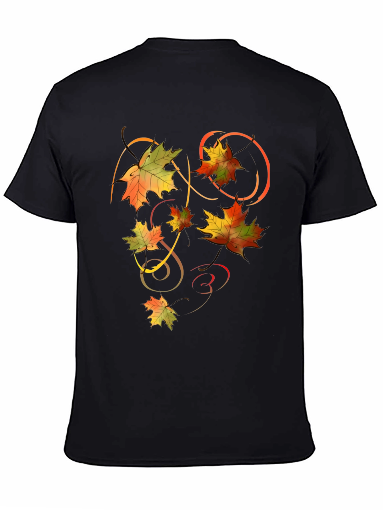 Autumn Leaves Graphic Black T-Shirt