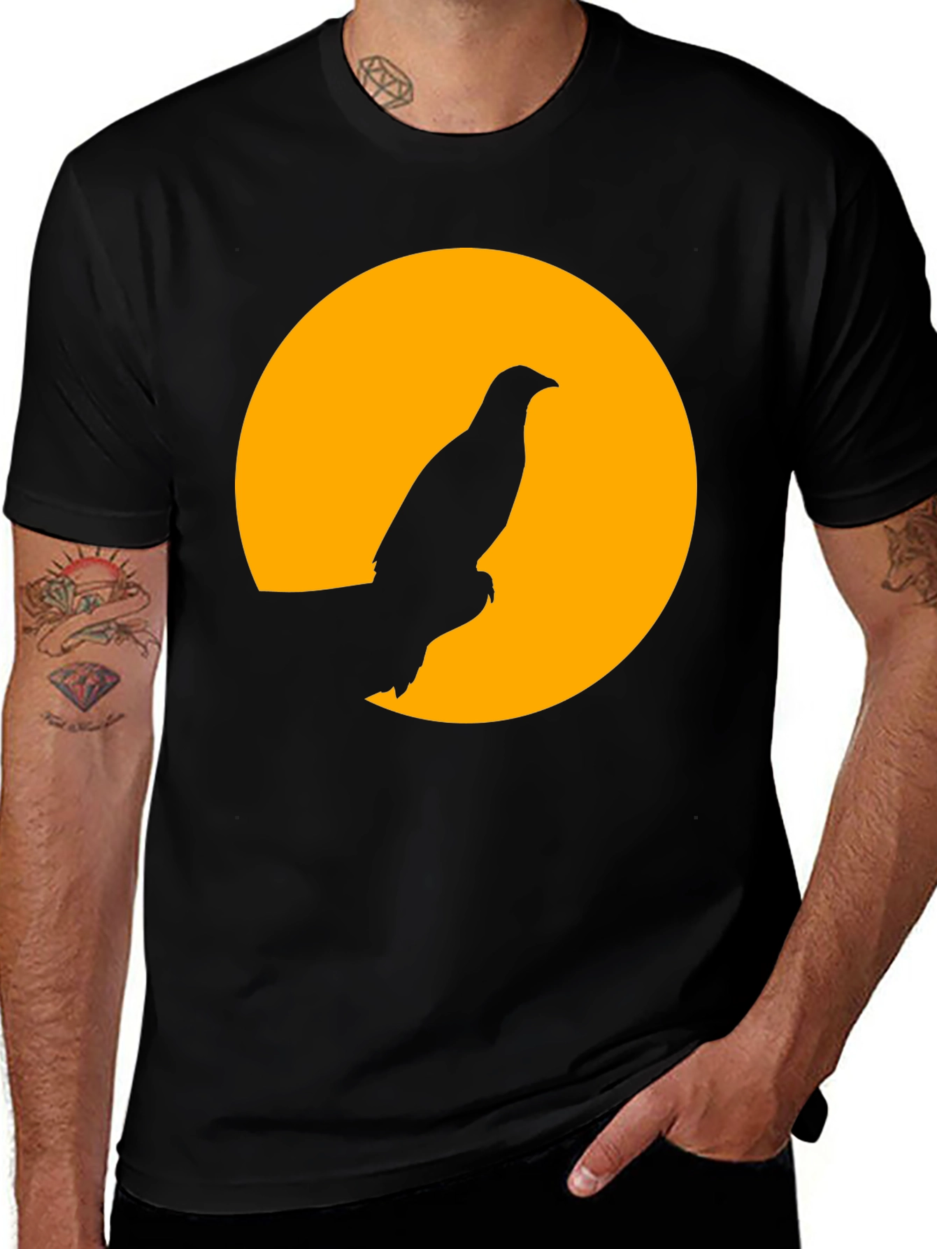 Raven Silhouette Graphic Tee - Black T-Shirt