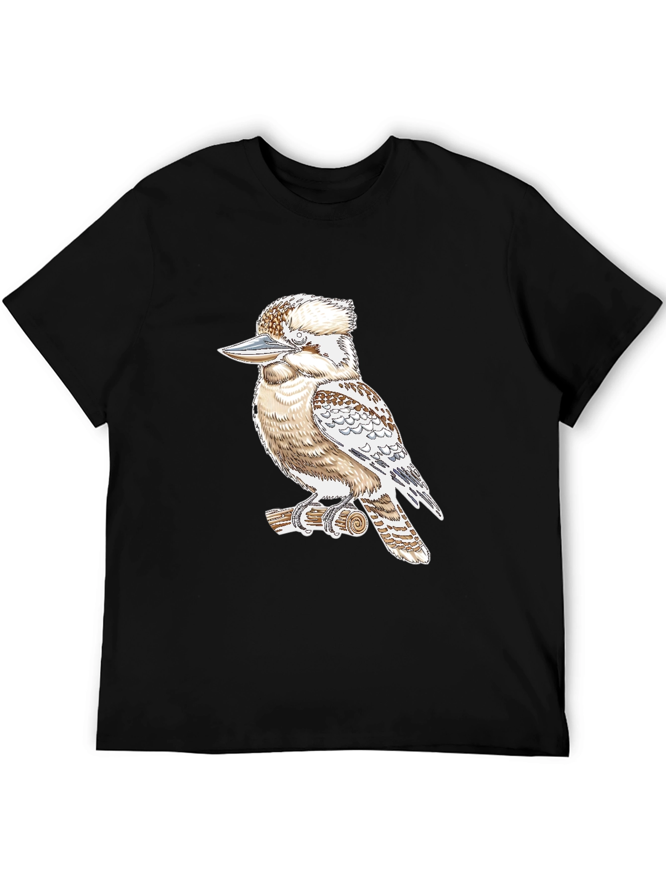 Kookaburra Bird Graphic Print Black T-Shirt