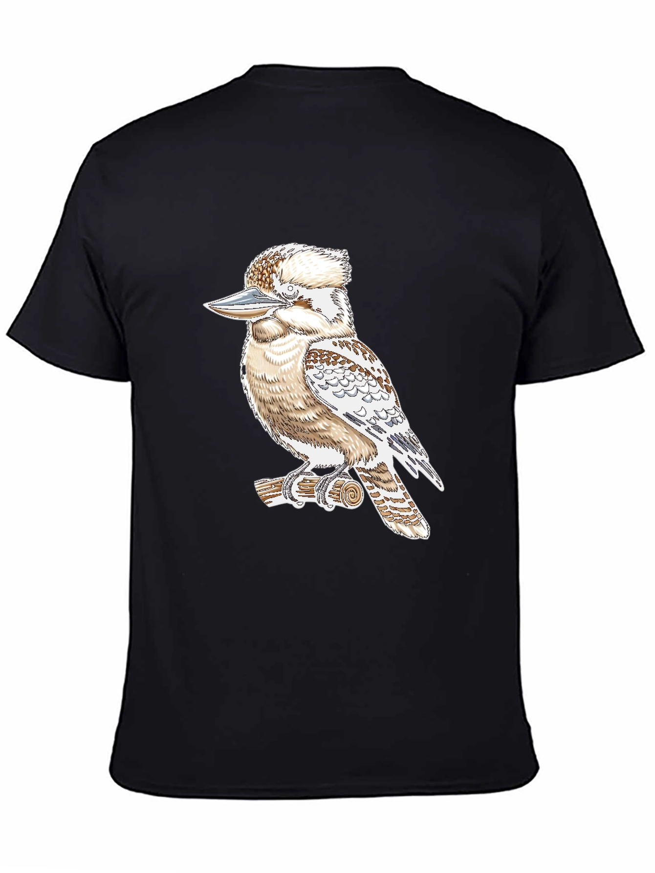 Kookaburra Bird Graphic Print Black T-Shirt