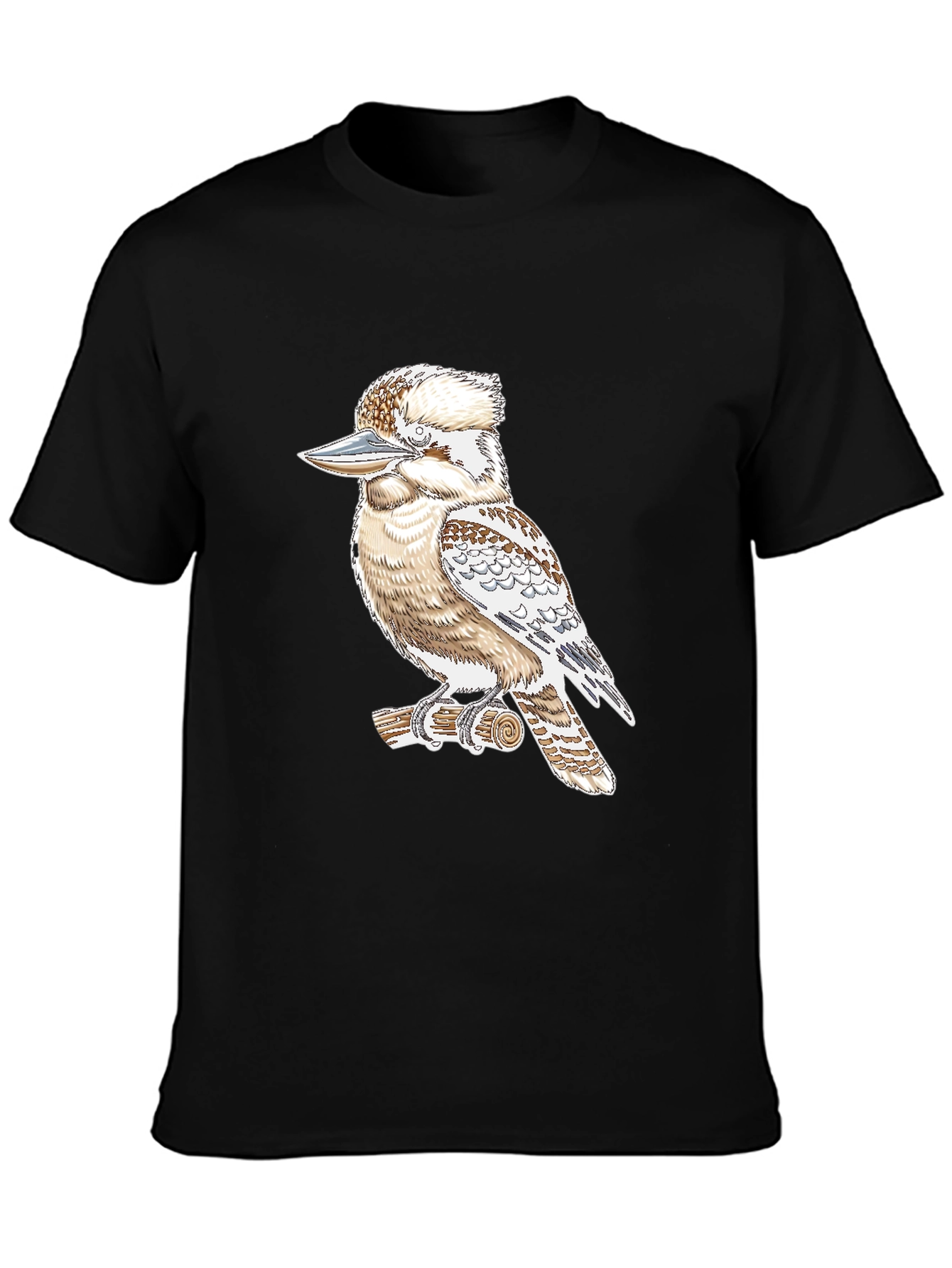 Kookaburra Bird Graphic Print Black T-Shirt