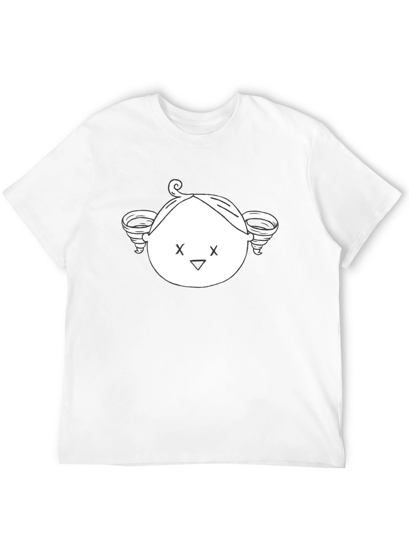 Whimsical Cartoon Face Black T-Shirt