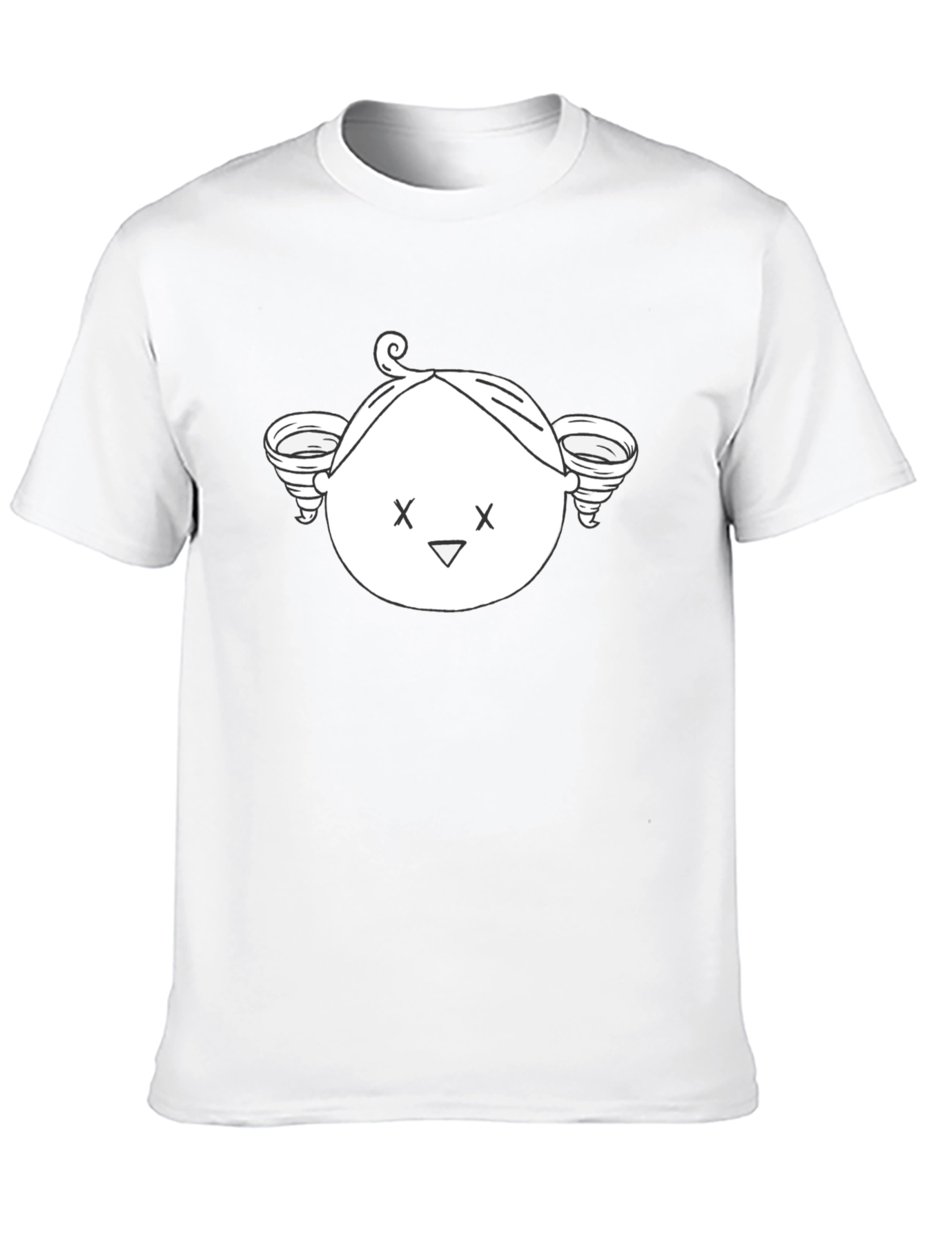 Whimsical Cartoon Face Black T-Shirt