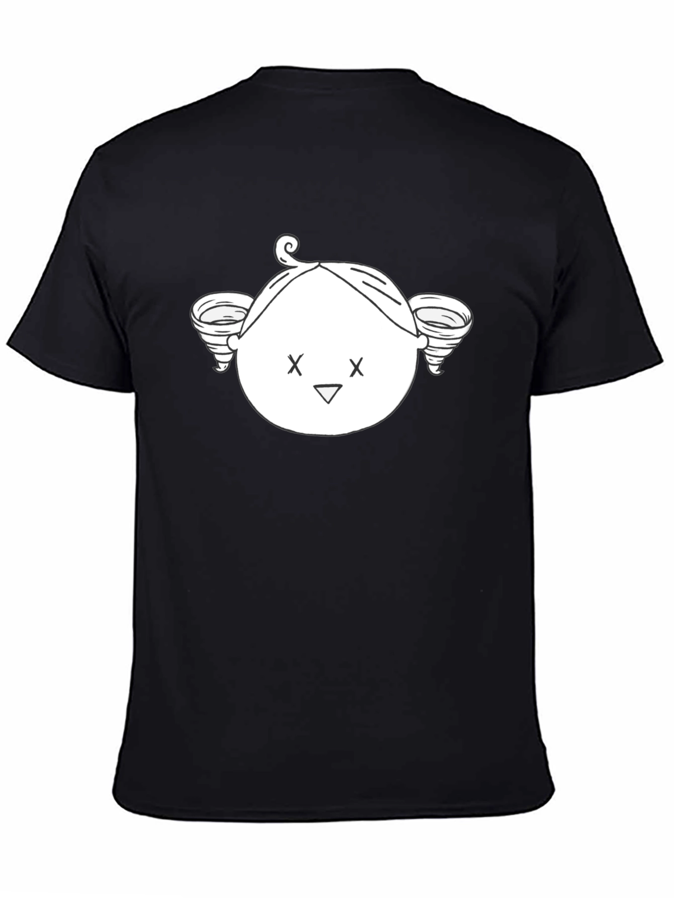 Whimsical Cartoon Face Black T-Shirt