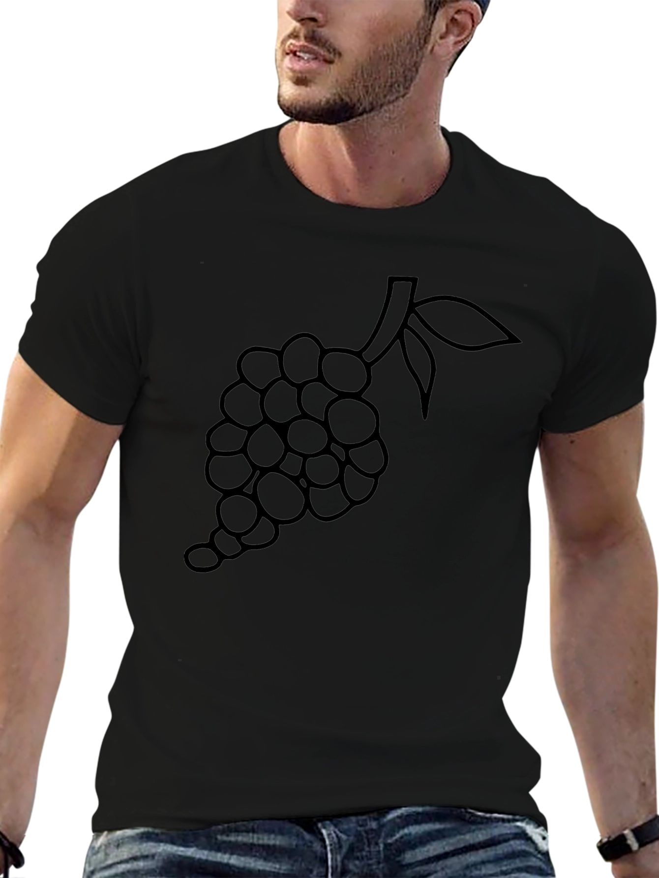 Mens Black Grapes Graphic Tee - Casual Style