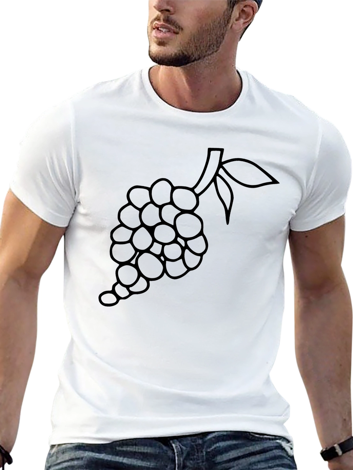 Mens Black Grapes Graphic Tee - Casual Style