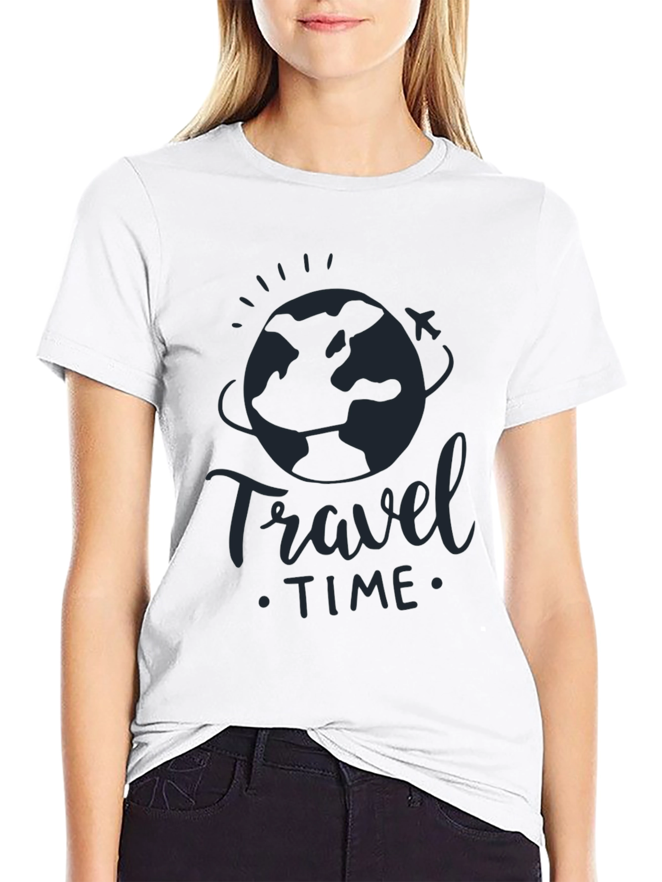 Travel Time Black Graphic Tee
