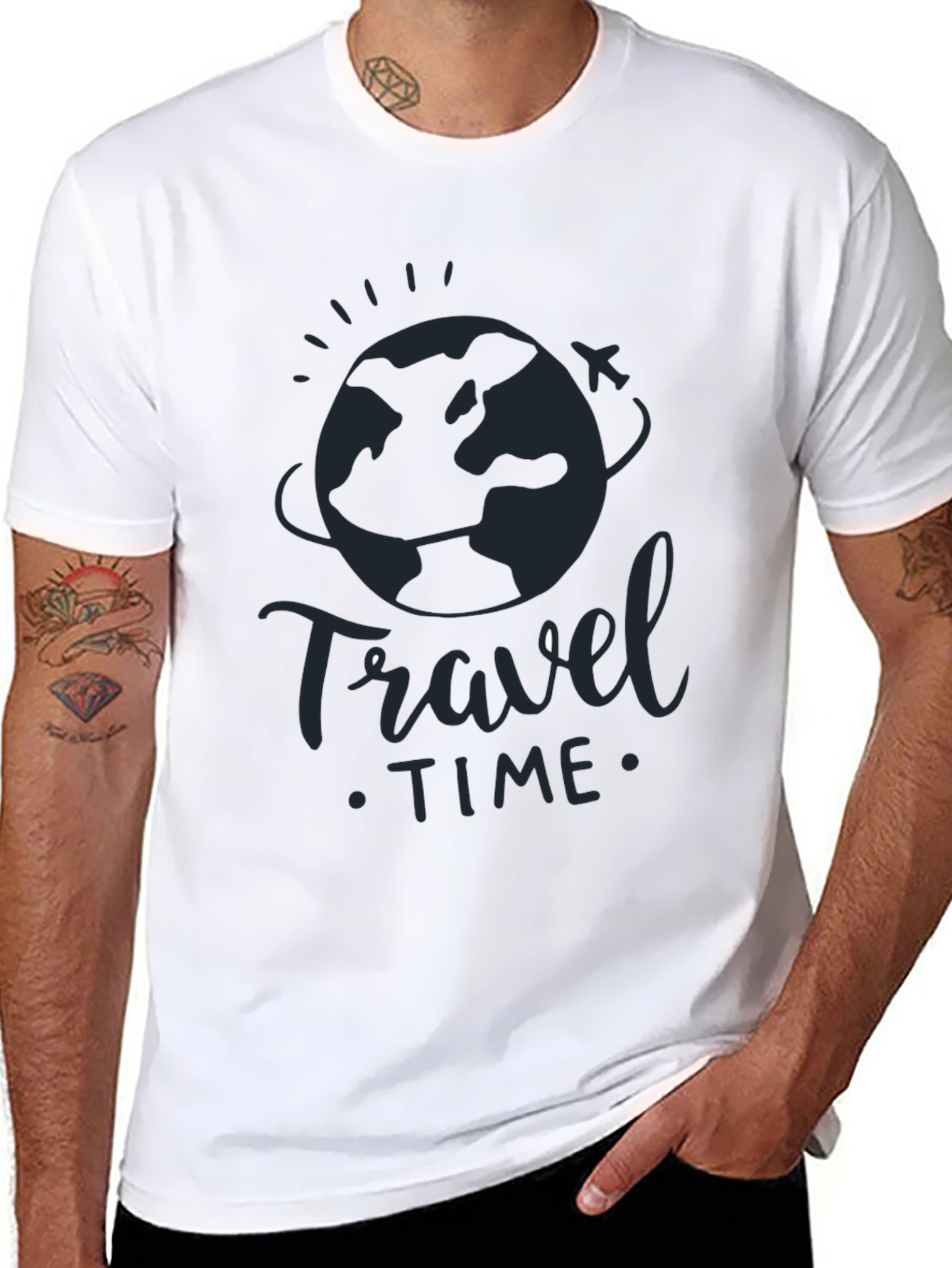Travel Time Black Graphic Tee