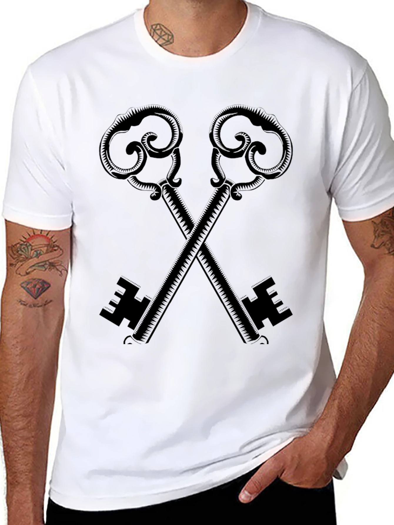 Crossed Keys Graphic Tee - Stylish Unisex Design