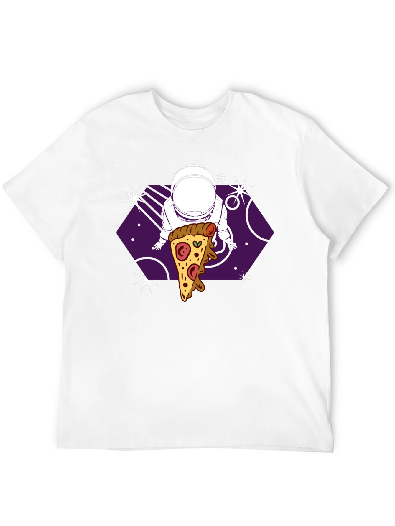 Astronaut Pizza Space T-Shirt - Black