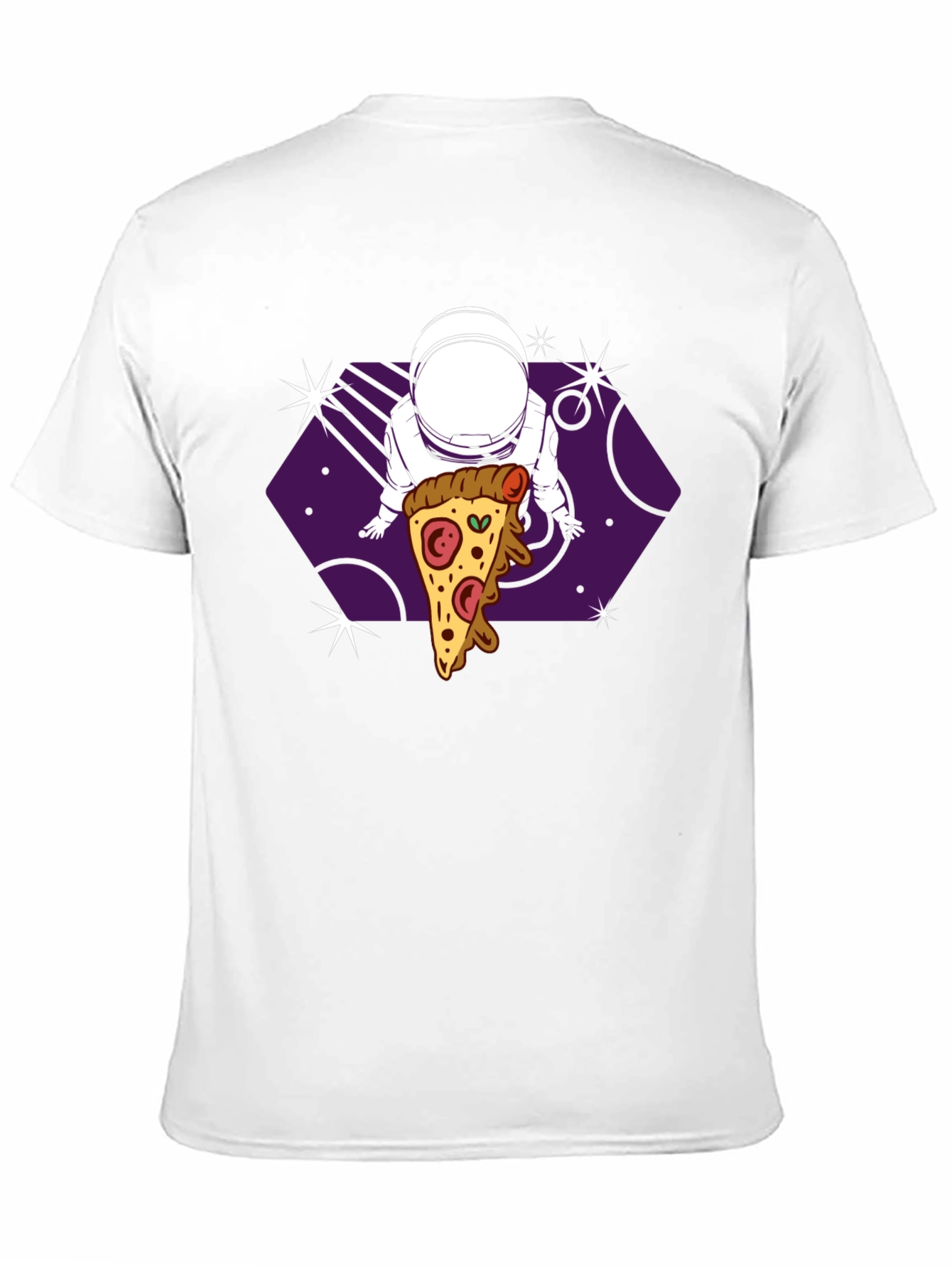 Astronaut Pizza Space T-Shirt - Black
