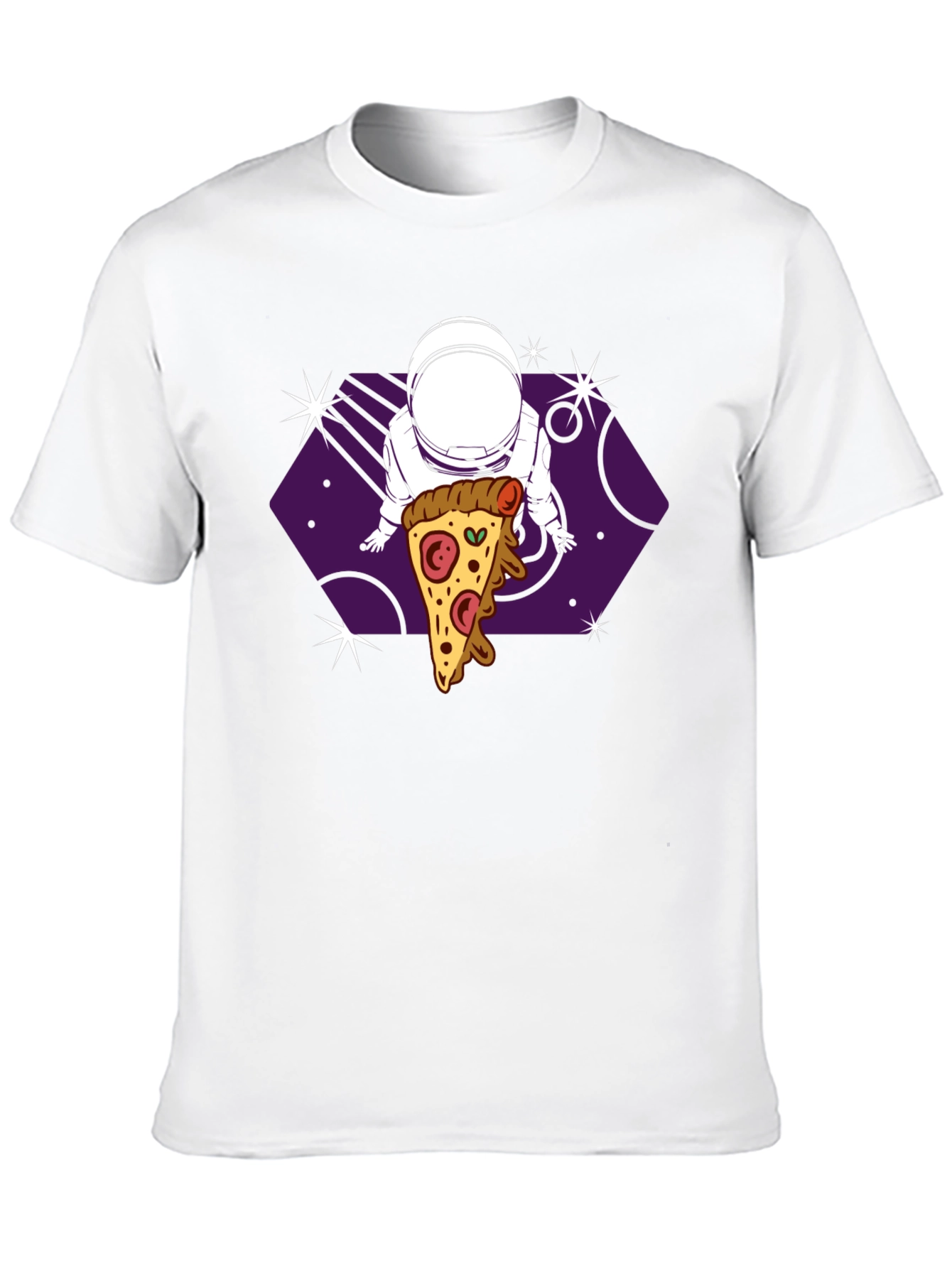 Astronaut Pizza Space T-Shirt - Black