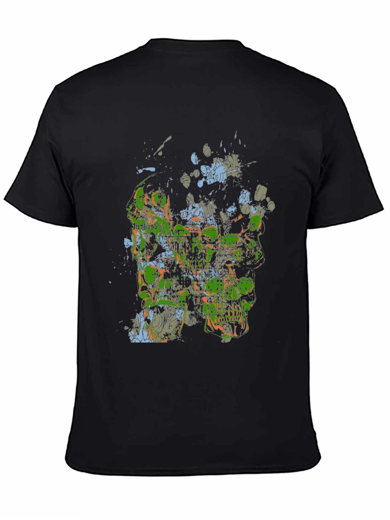 Abstract Skull Graphic Print Black T-Shirt