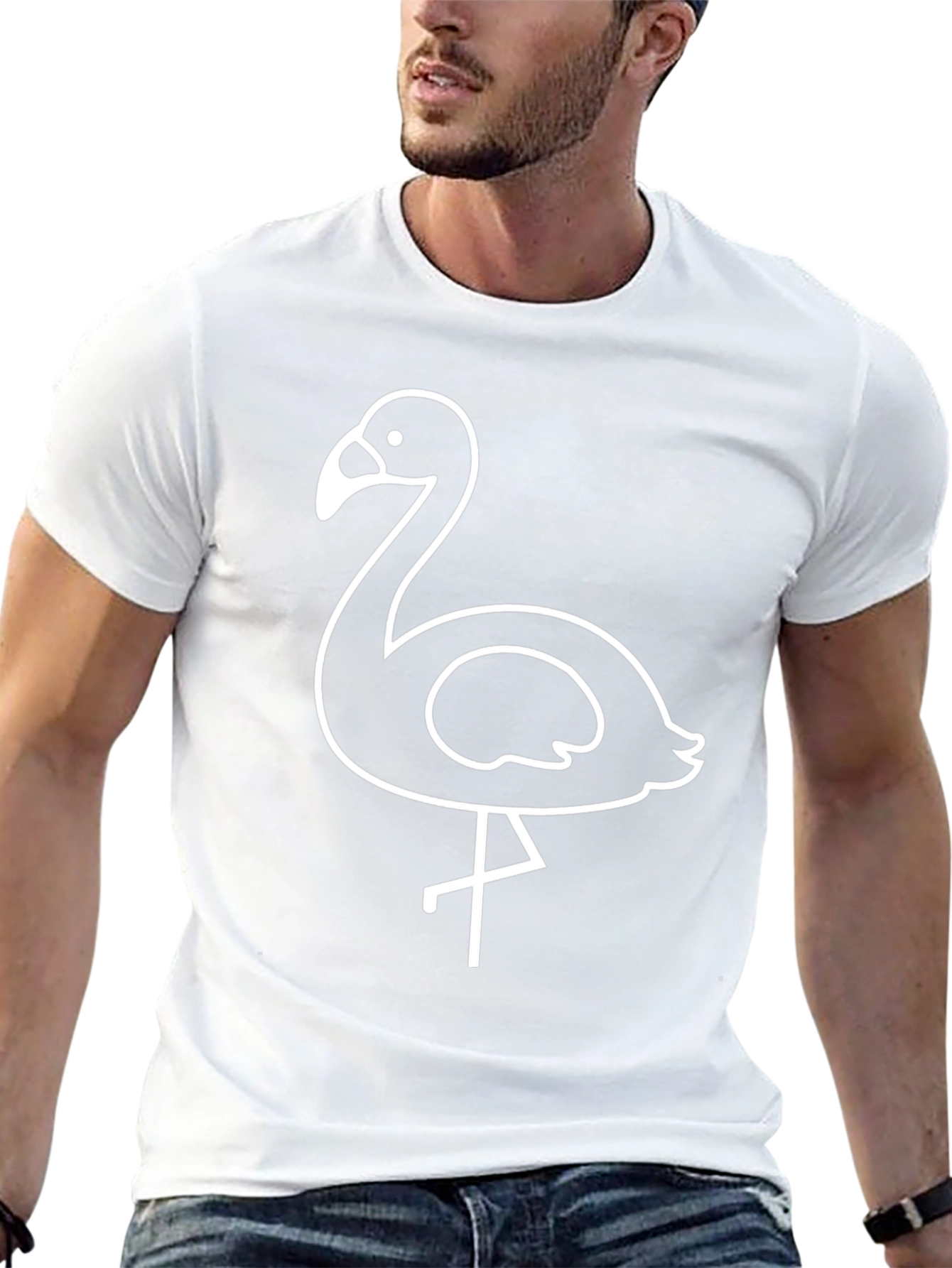 Flamingo Graphic Tee - Black Cotton T-Shirt