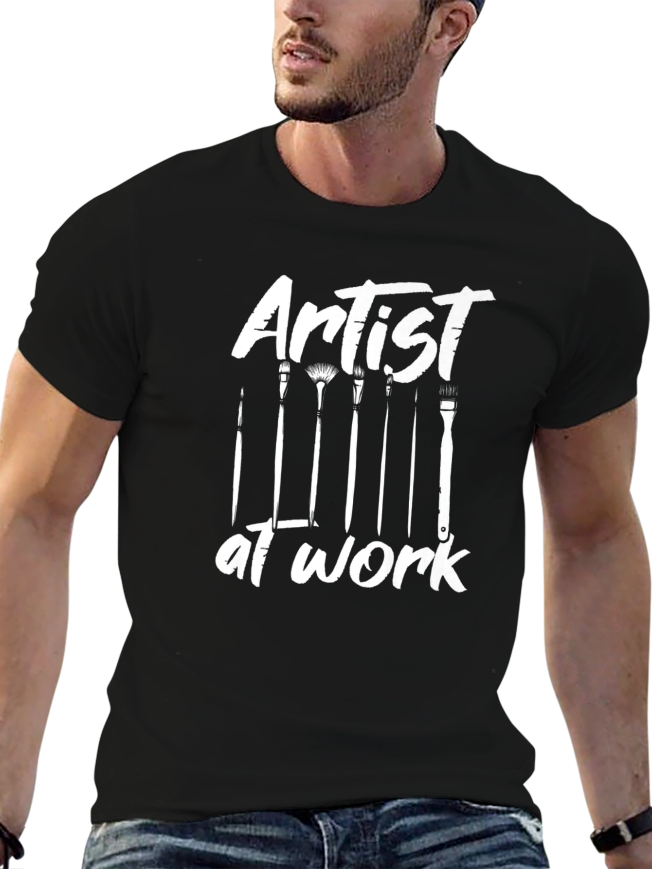 Artist At Work Black Graphic T-Shirt