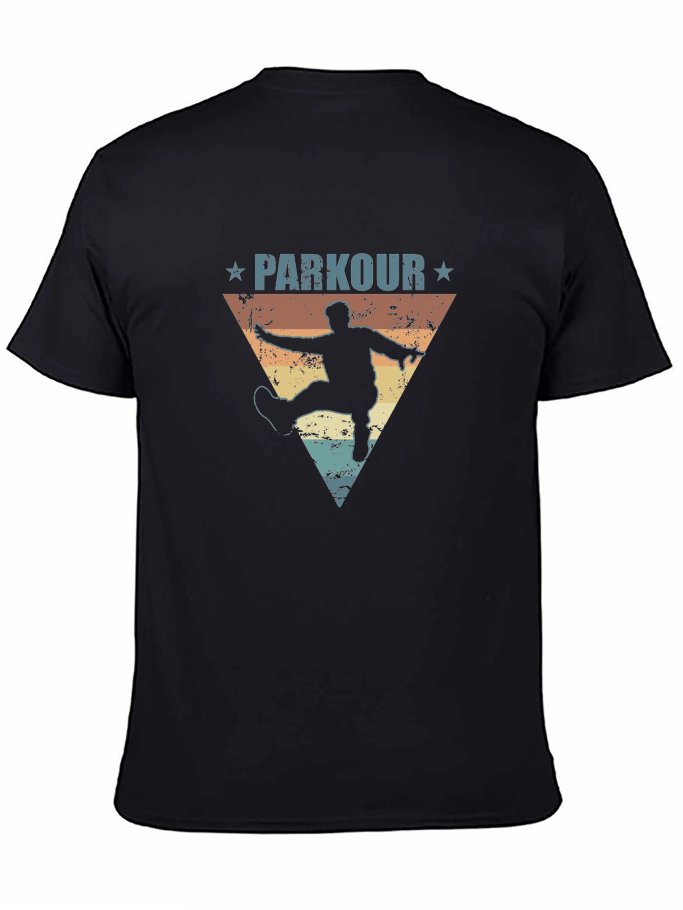 Parkour Retro Graphic Tee - Athletic Black T-Shirt