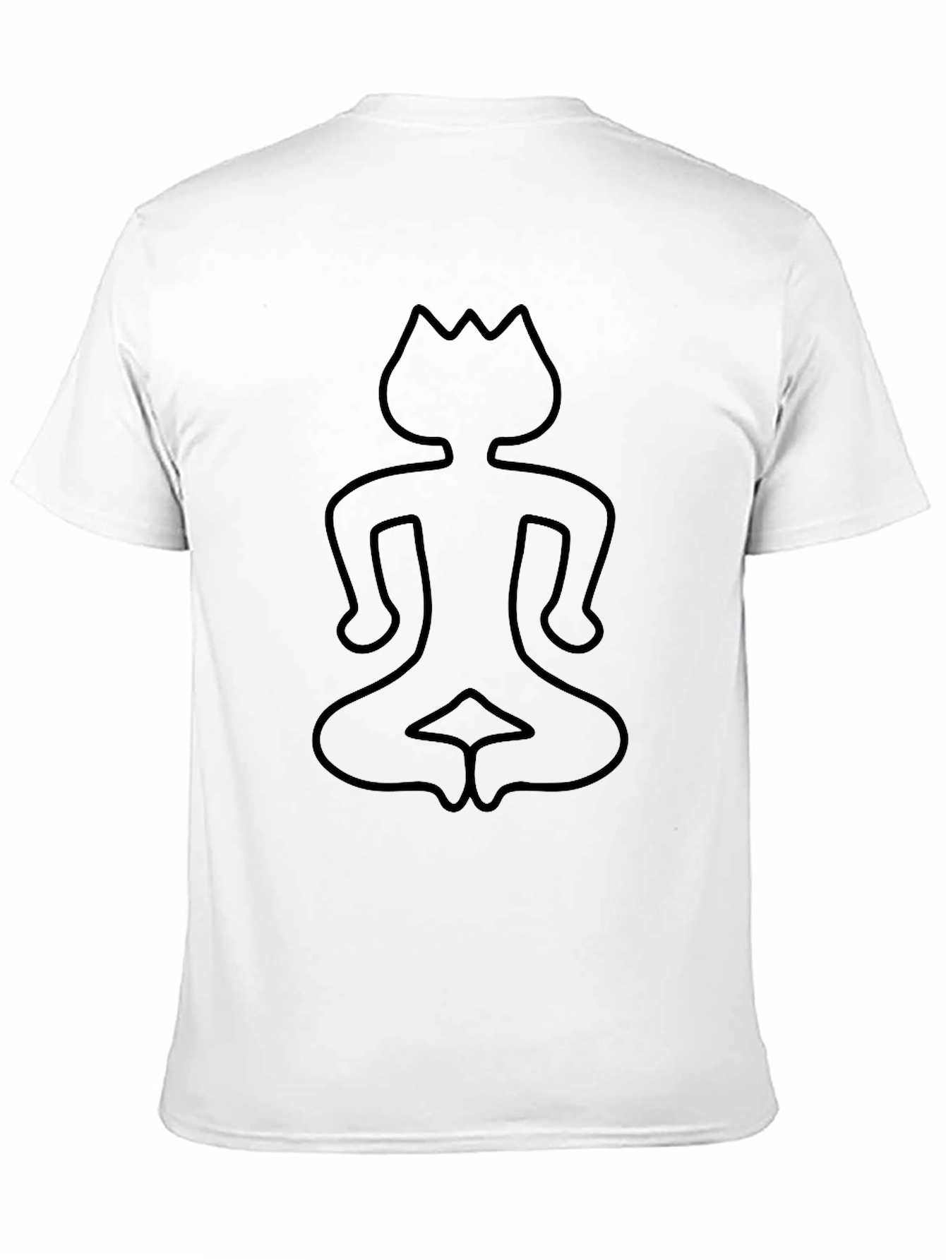 Meditating Cat Outline Black T-Shirt