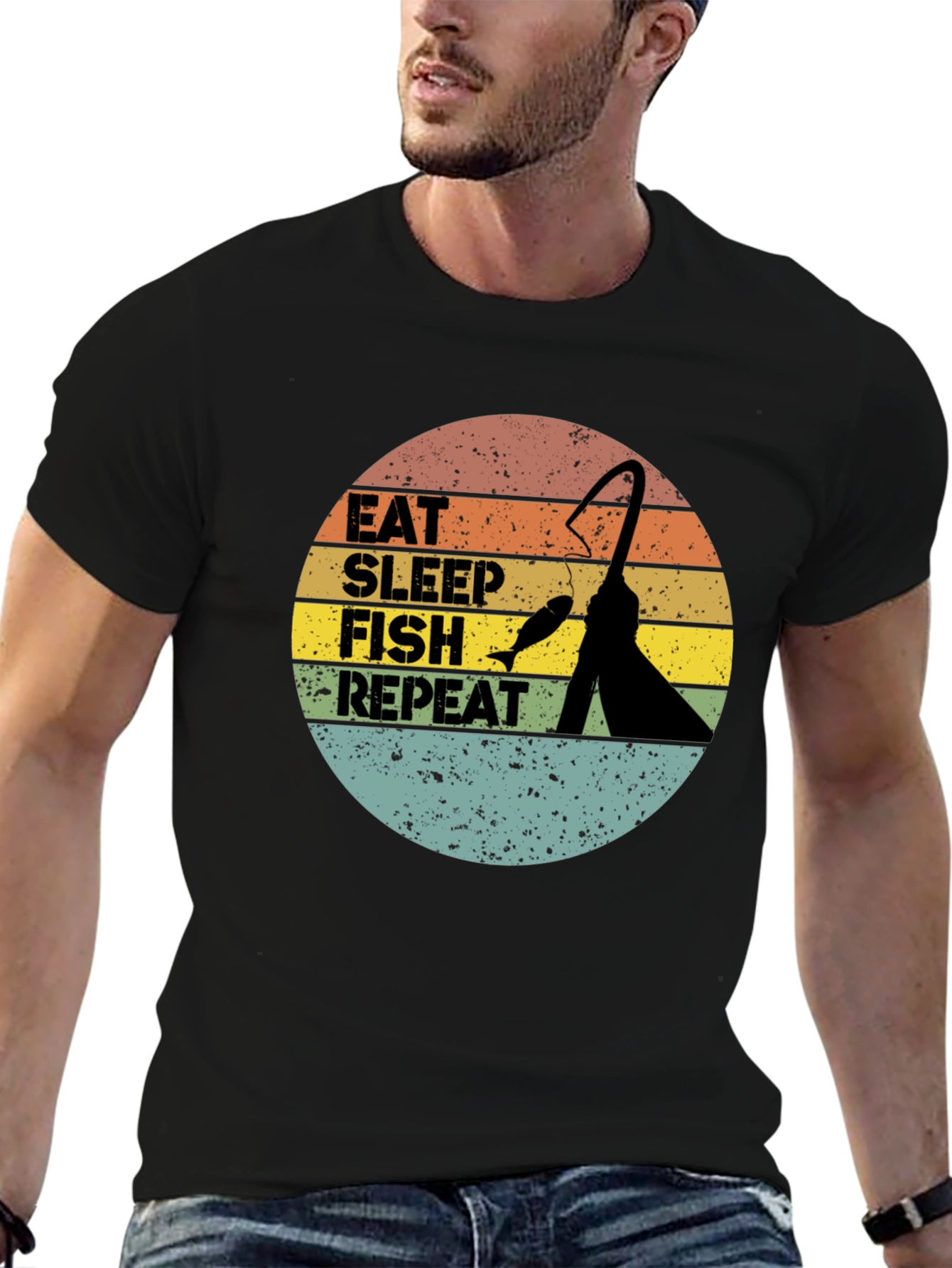 Eat Sleep Fish Repeat Graphic T-Shirt
