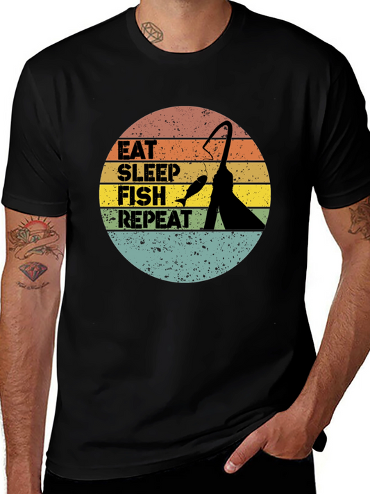 Eat Sleep Fish Repeat Graphic T-Shirt