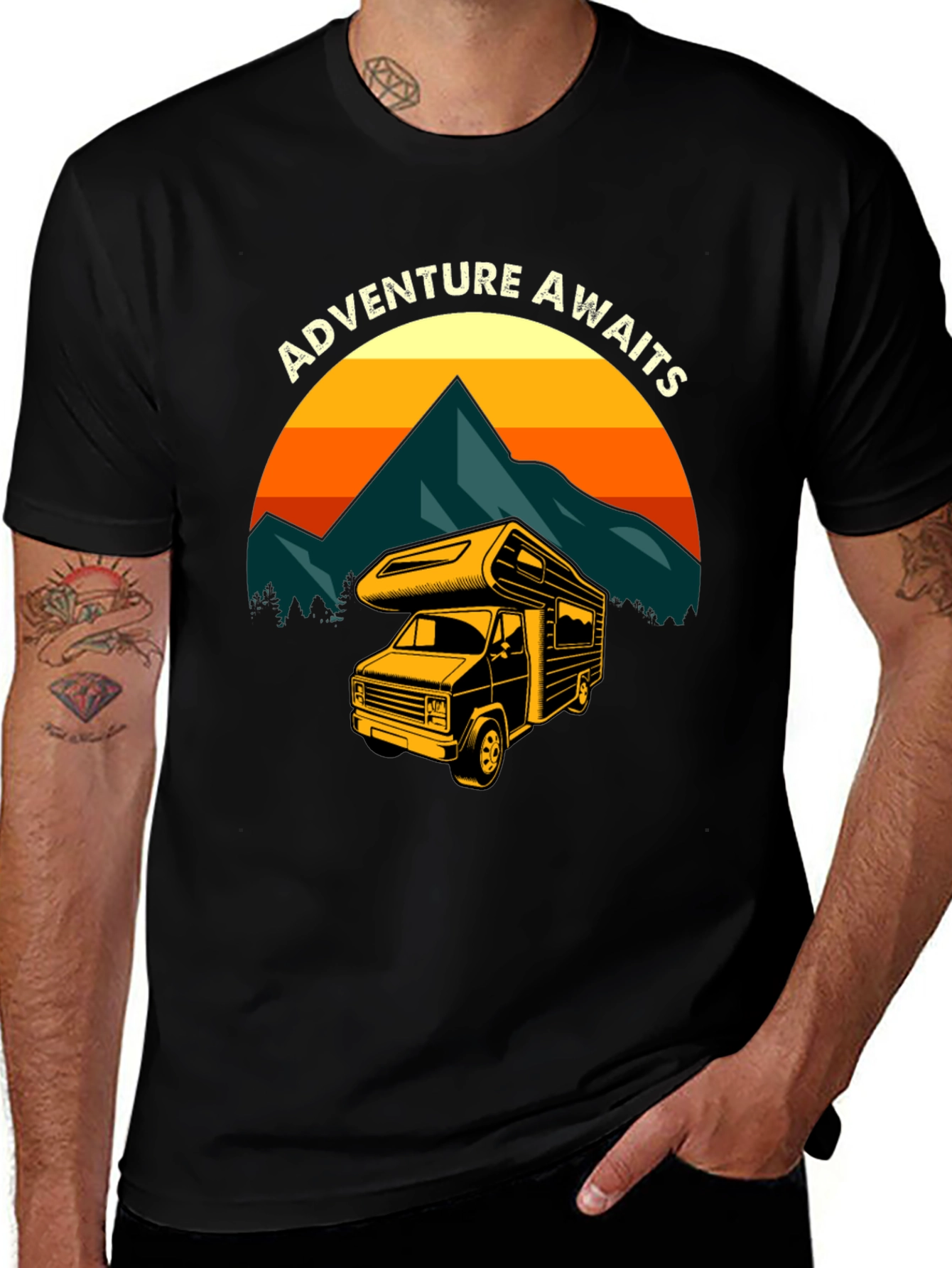 Adventure Awaits Camper Van Graphic T-Shirt