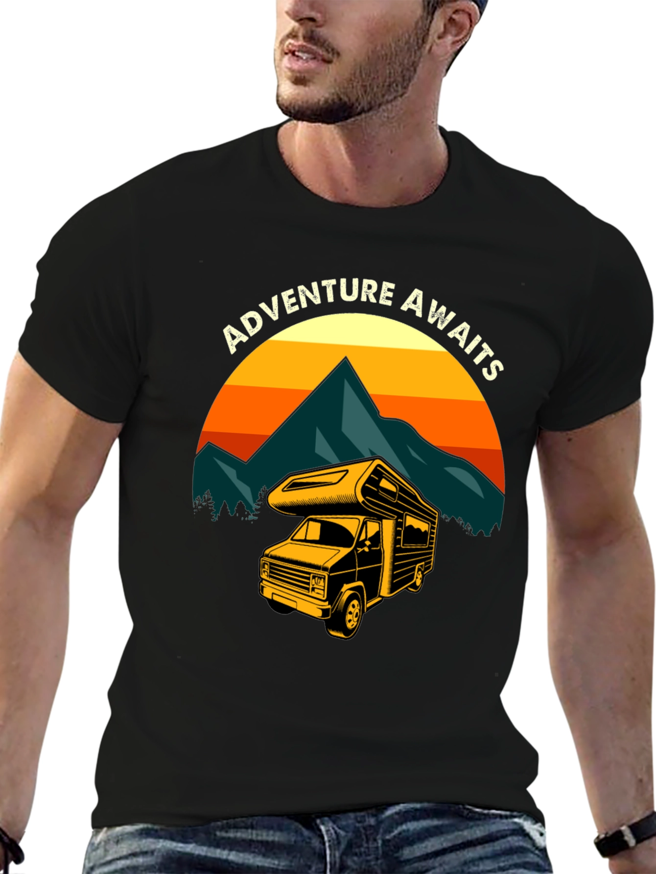 Adventure Awaits Camper Van Graphic T-Shirt