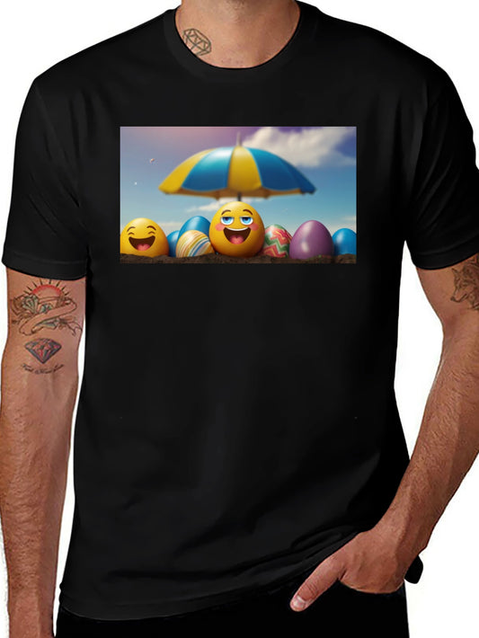 Emoji Beach Day Black T-Shirt