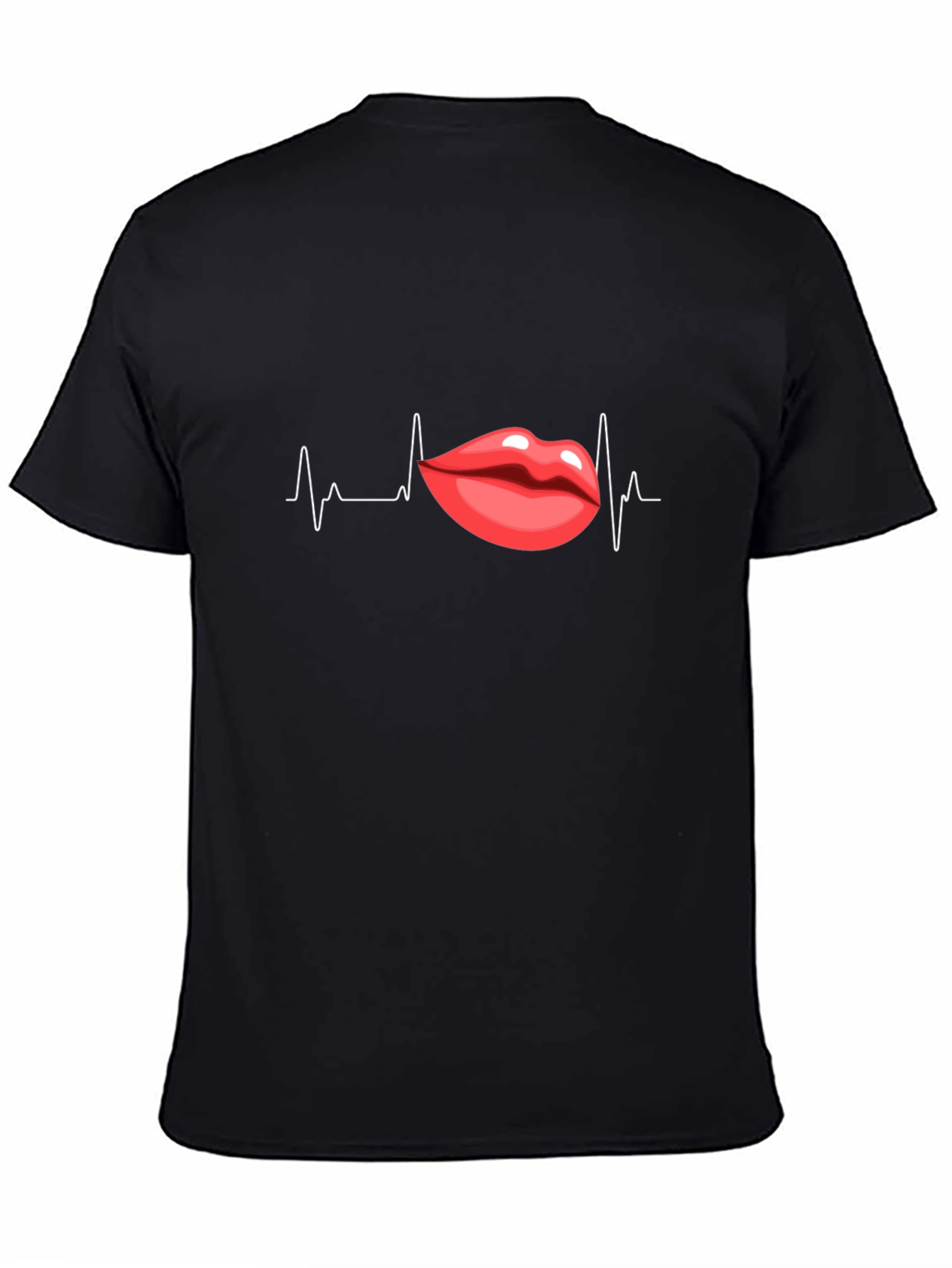 Heartbeat Lips Graphic Black T-Shirt