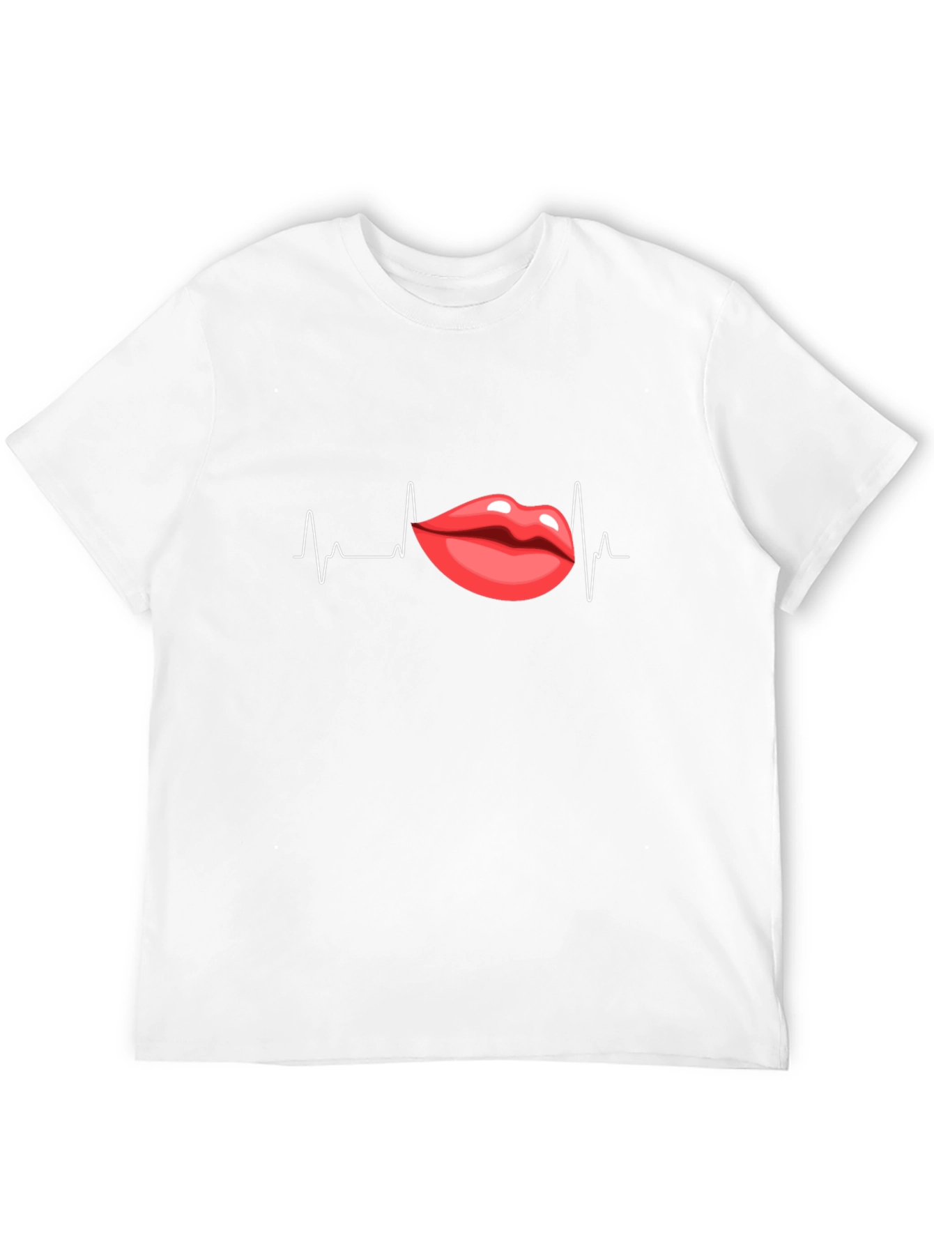 Heartbeat Lips Graphic Black T-Shirt
