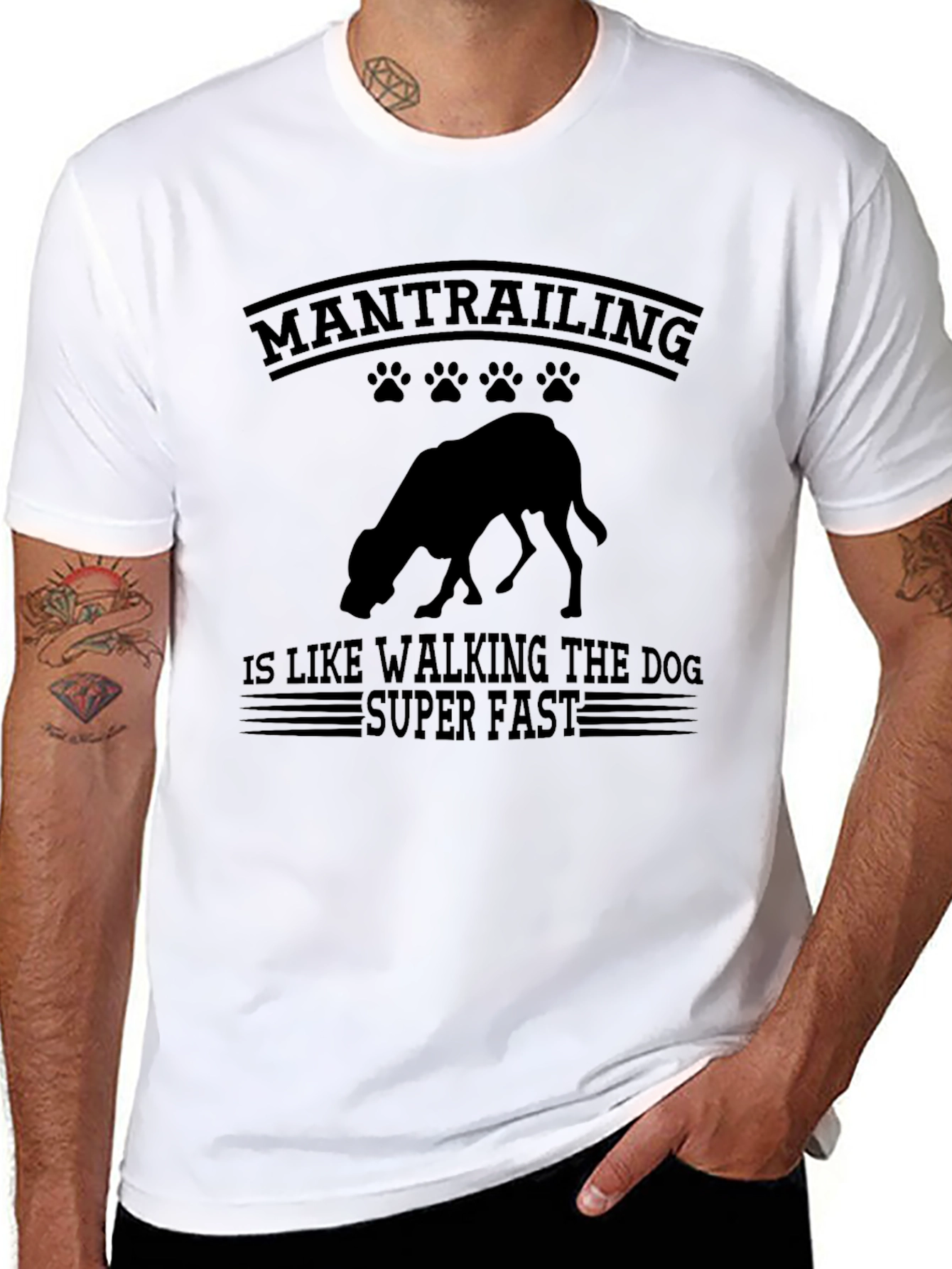 ManTrailing Dog Graphic Tee - Fast Dog Walking