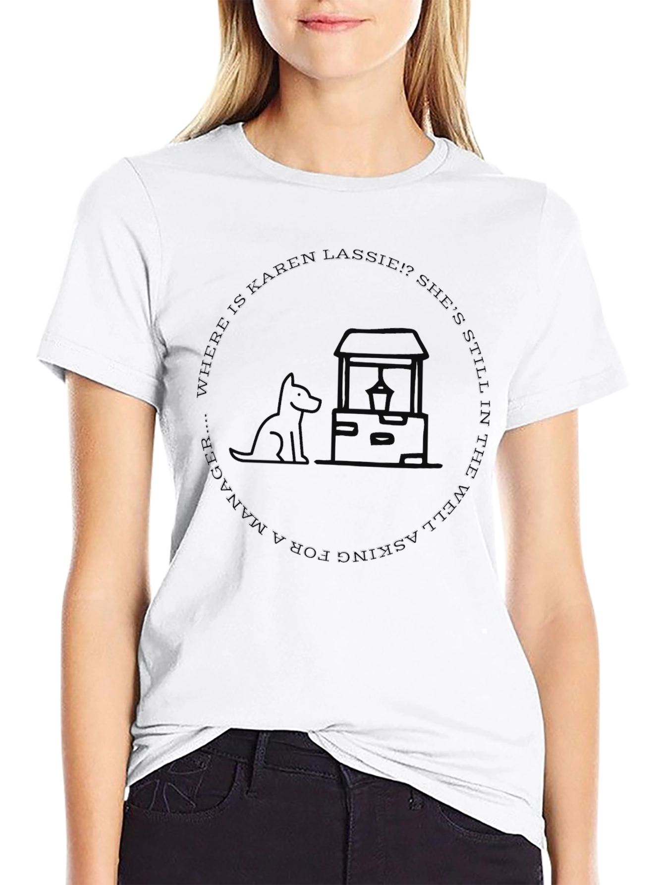 Karen Lassie Dog Black Humor Graphic Tee