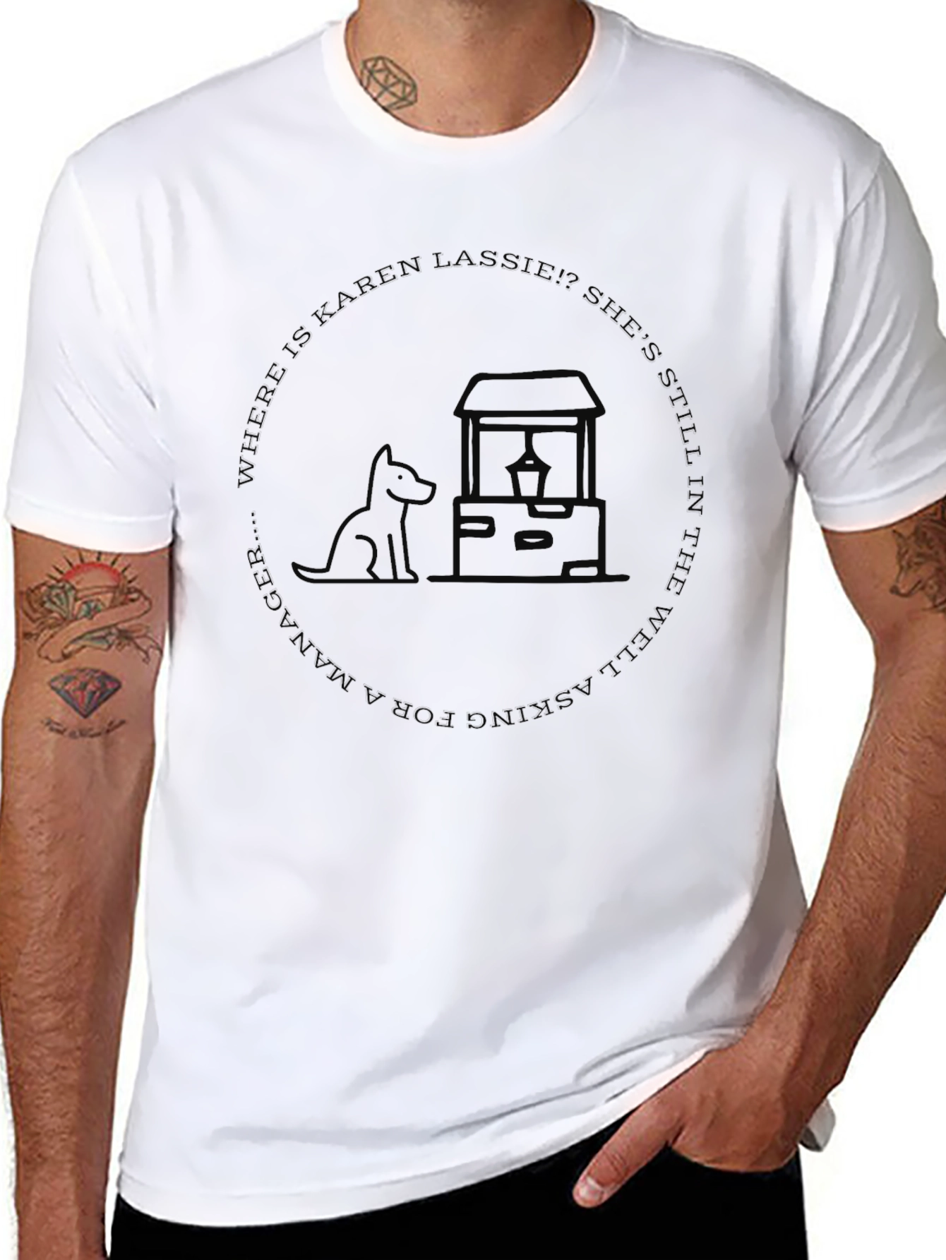 Karen Lassie Dog Black Humor Graphic Tee