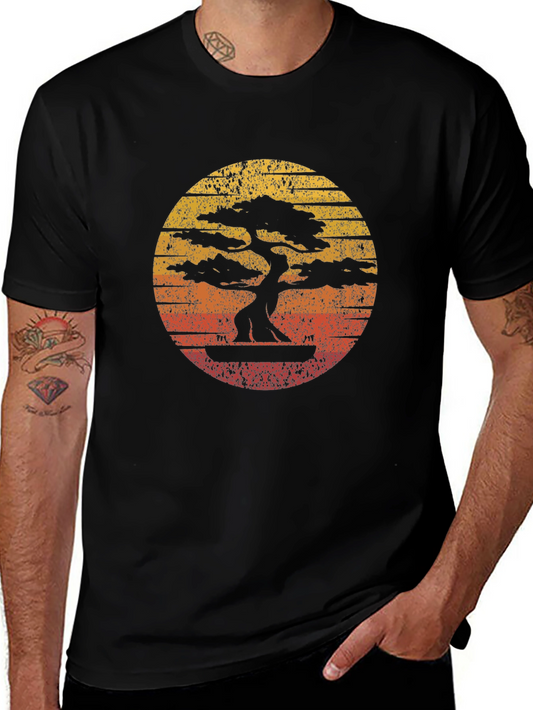 Bonsai Tree Sunset T-Shirt - Vintage Style