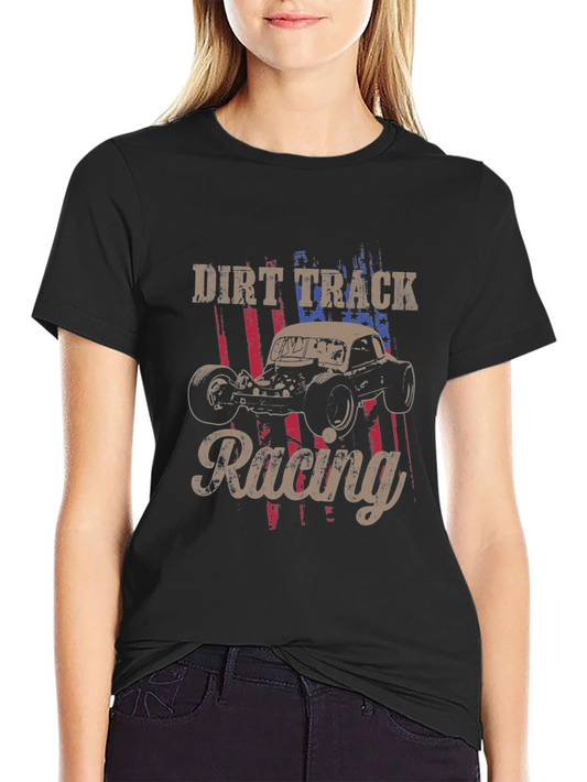 Dirt Track Racing Graphic T-Shirt - Black
