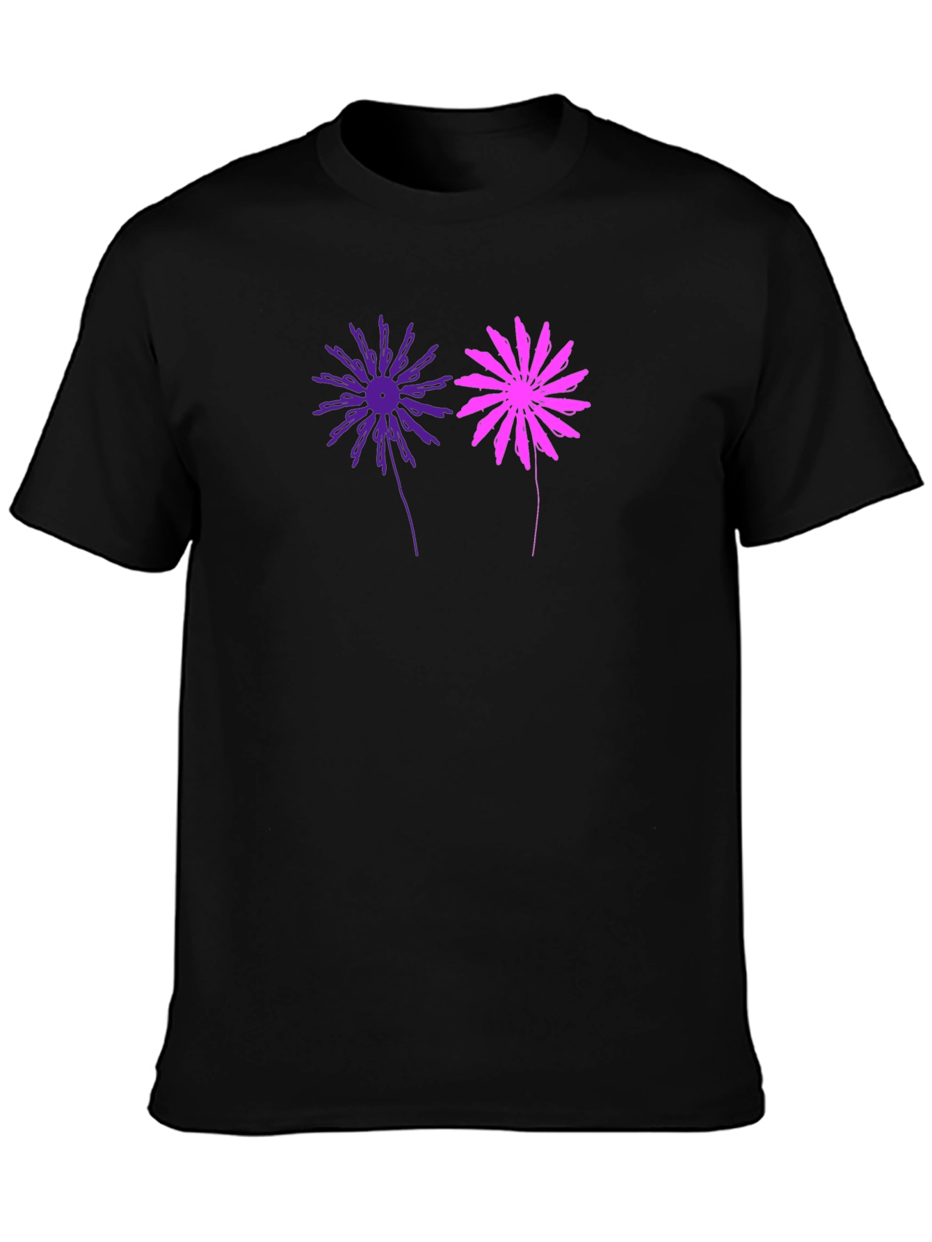Floral Graphic Tee - Stylish Mens Black T-Shirt