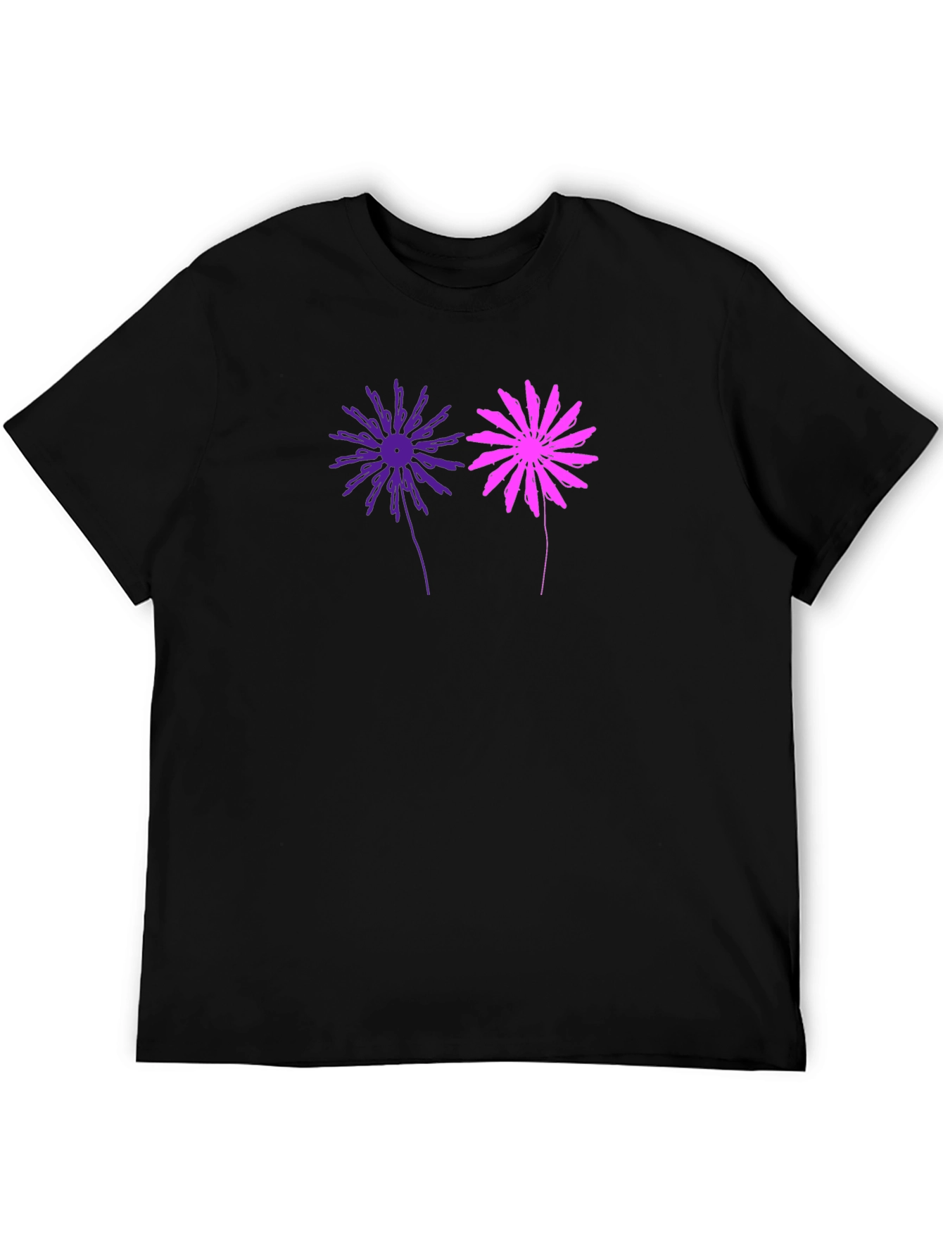 Floral Graphic Tee - Stylish Mens Black T-Shirt