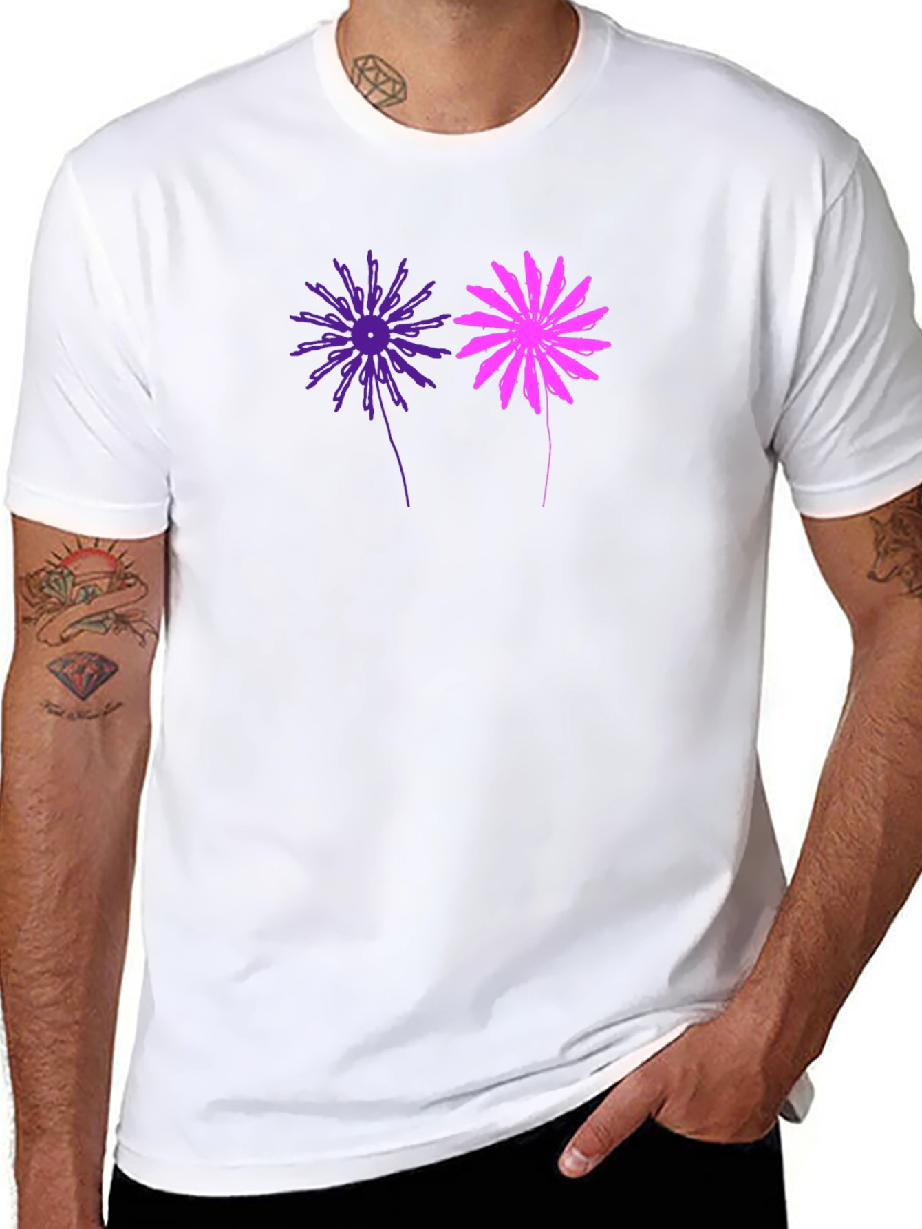 Floral Graphic Tee - Stylish Mens Black T-Shirt