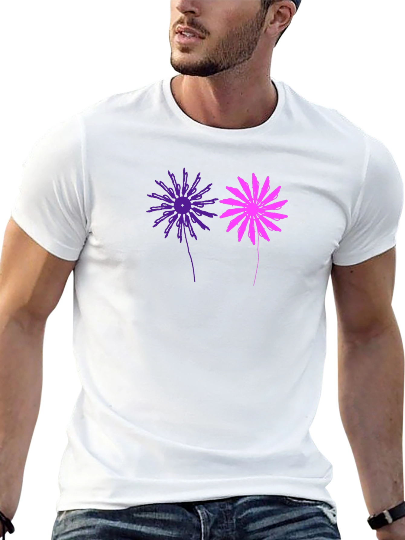 Floral Graphic Tee - Stylish Mens Black T-Shirt