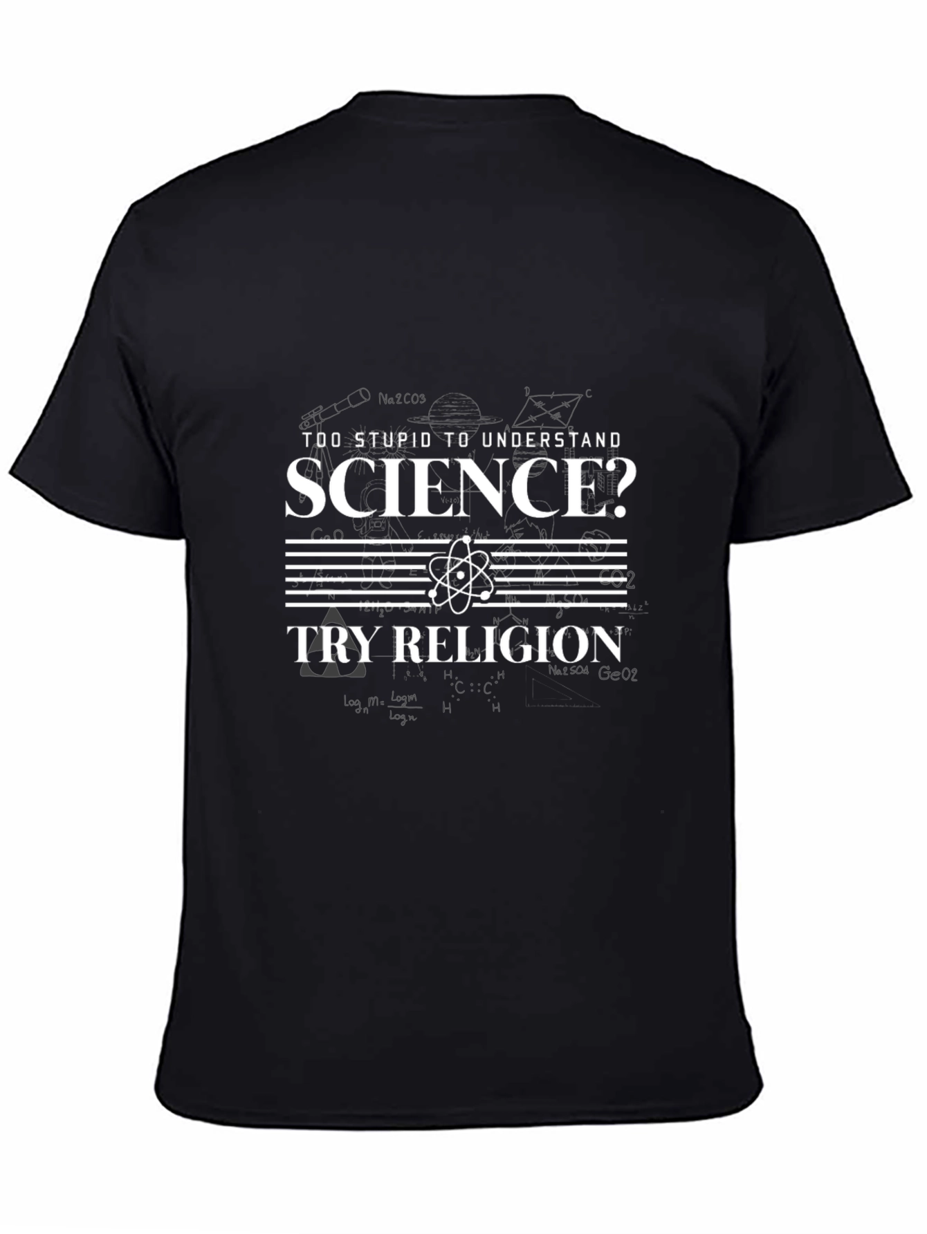 Science vs Religion Black Graphic T-Shirt